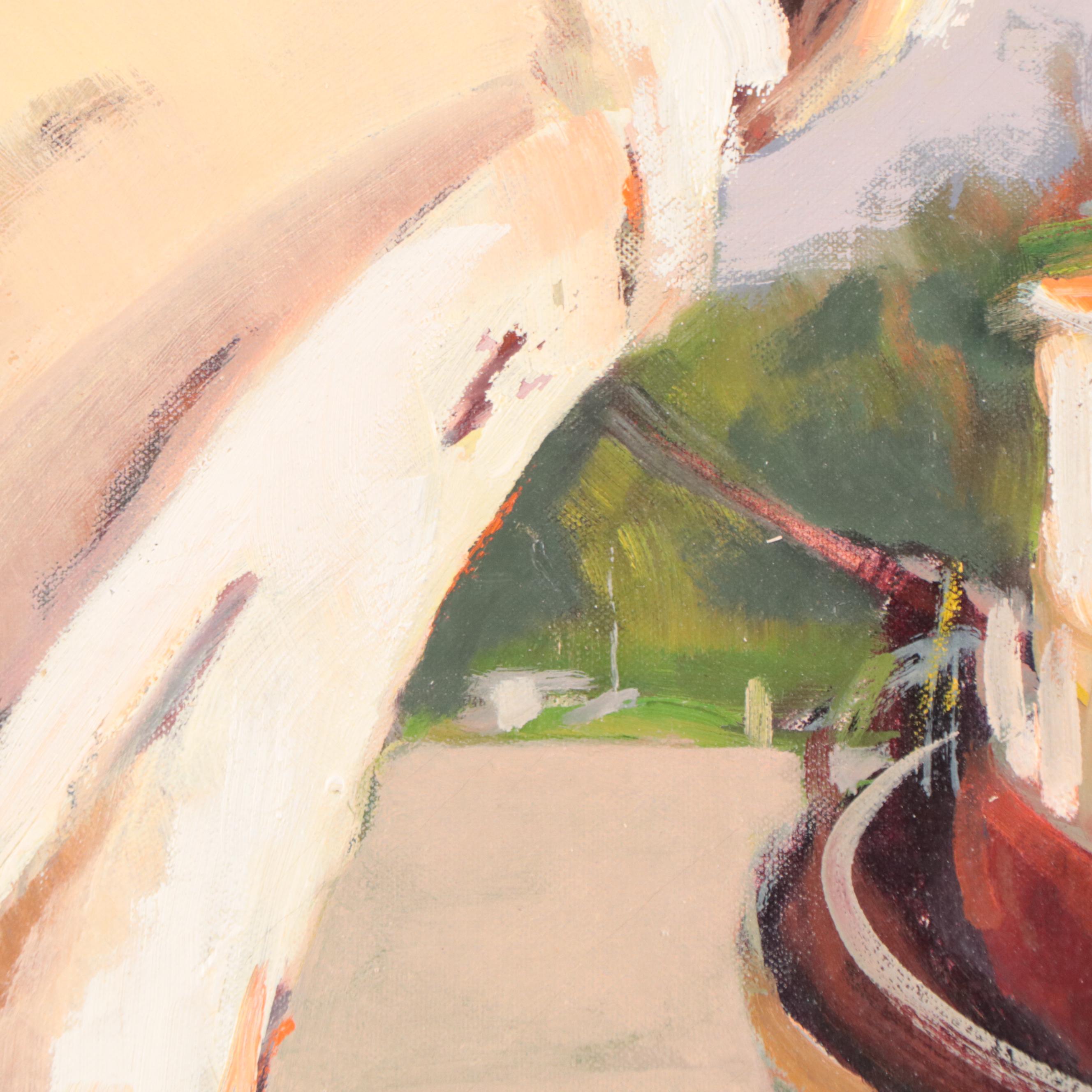 Gail "Gaia" Morrison Impressionist Style Harbor Scene Oil Painting