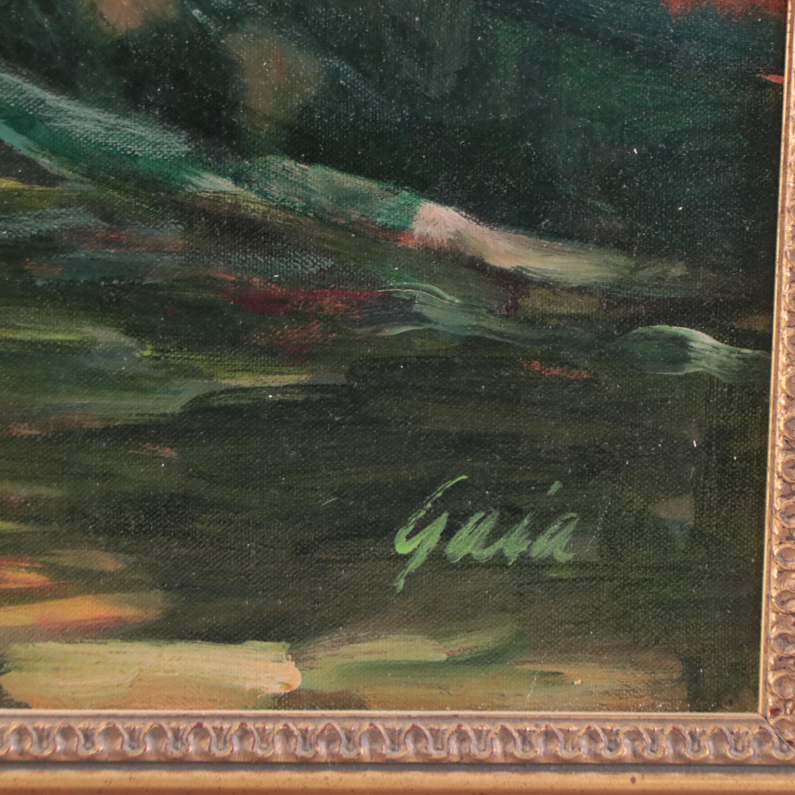 Gail "Gaia" Morrison Impressionist Style Harbor Scene Oil Painting