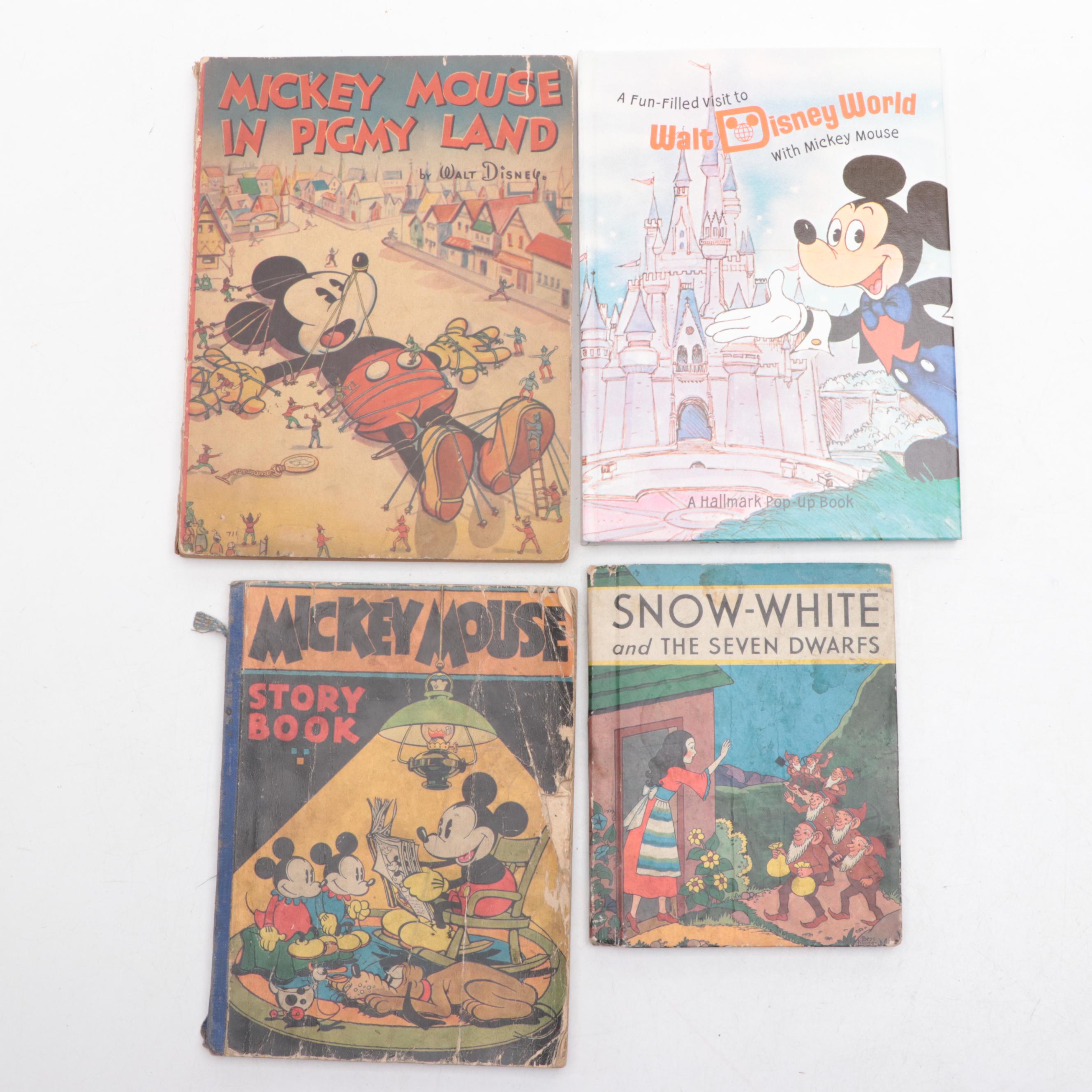 Illustrated "Mickey Mouse Story Book" with More Disney Books and Donald Duck Toy