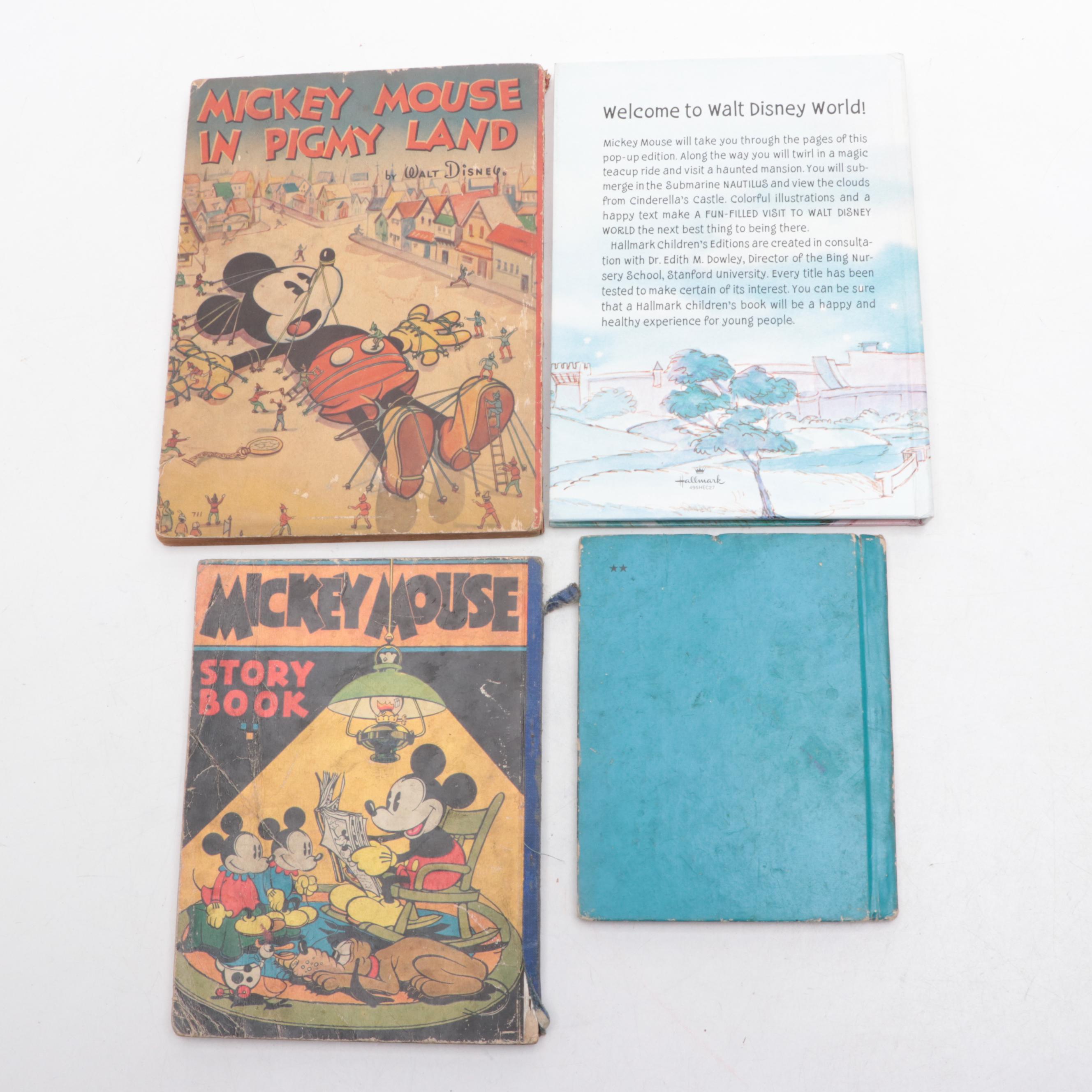 Illustrated "Mickey Mouse Story Book" with More Disney Books and Donald Duck Toy