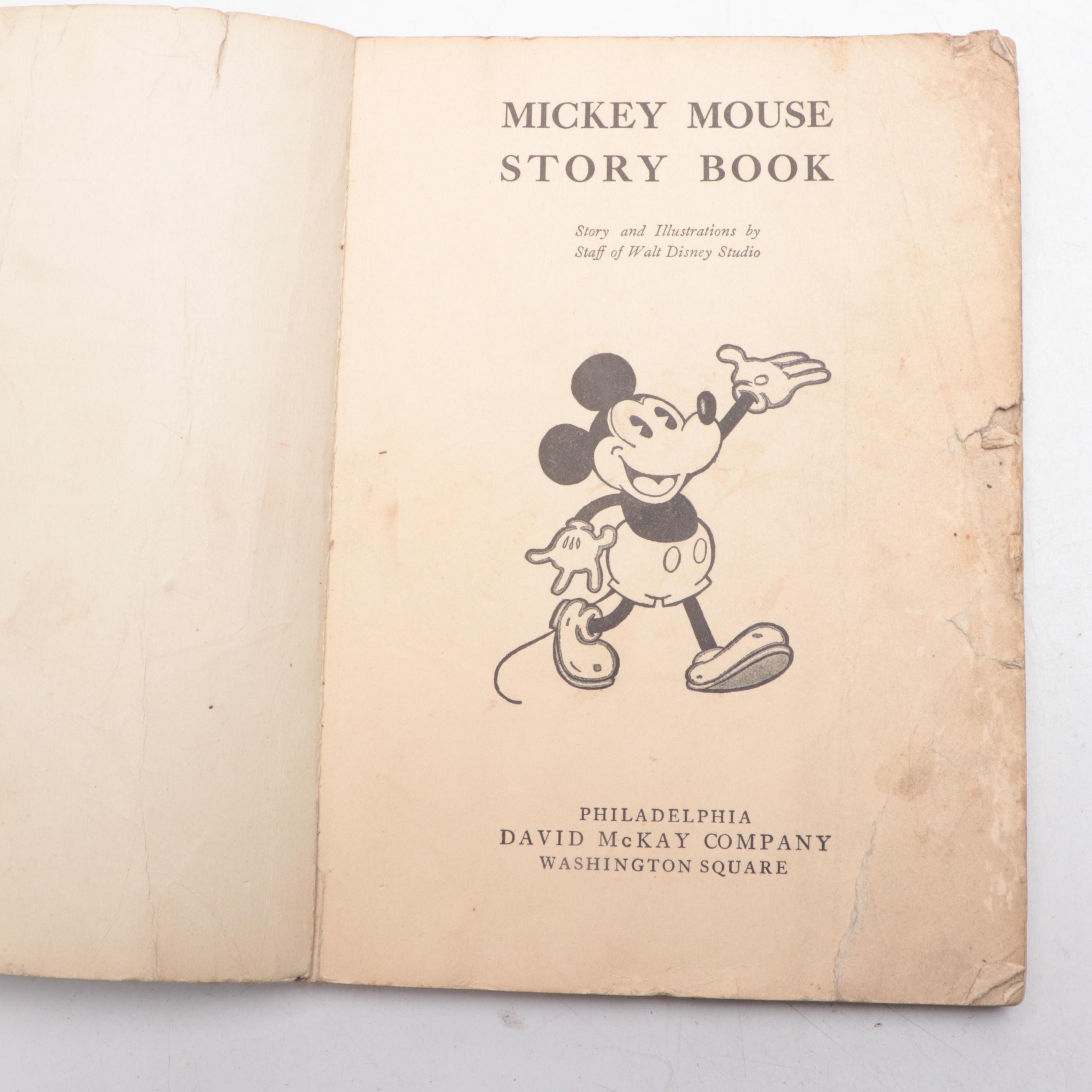 Illustrated "Mickey Mouse Story Book" with More Disney Books and Donald Duck Toy