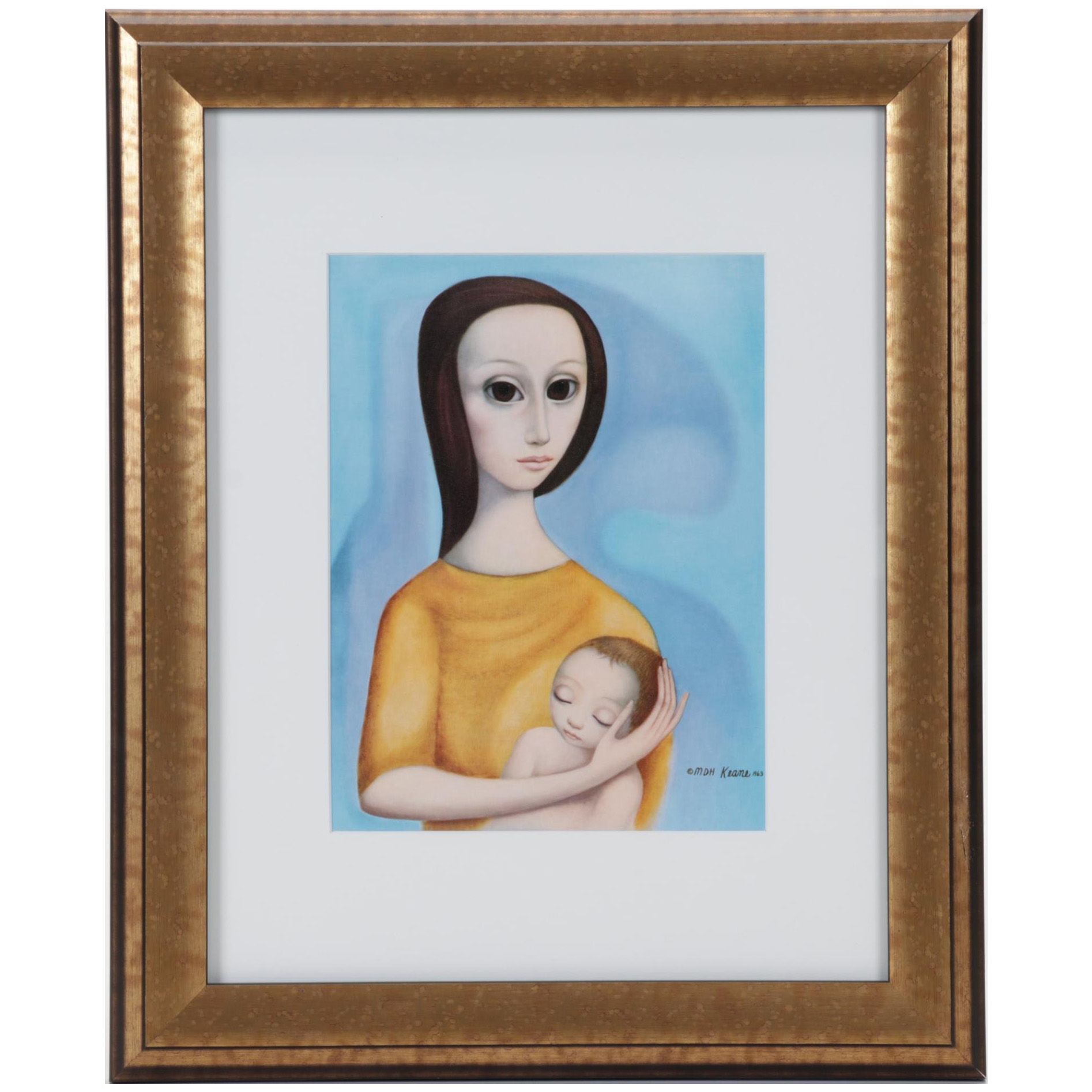 Margaret D. H. Keane Offset Lithograph "Mother & Child," 1964