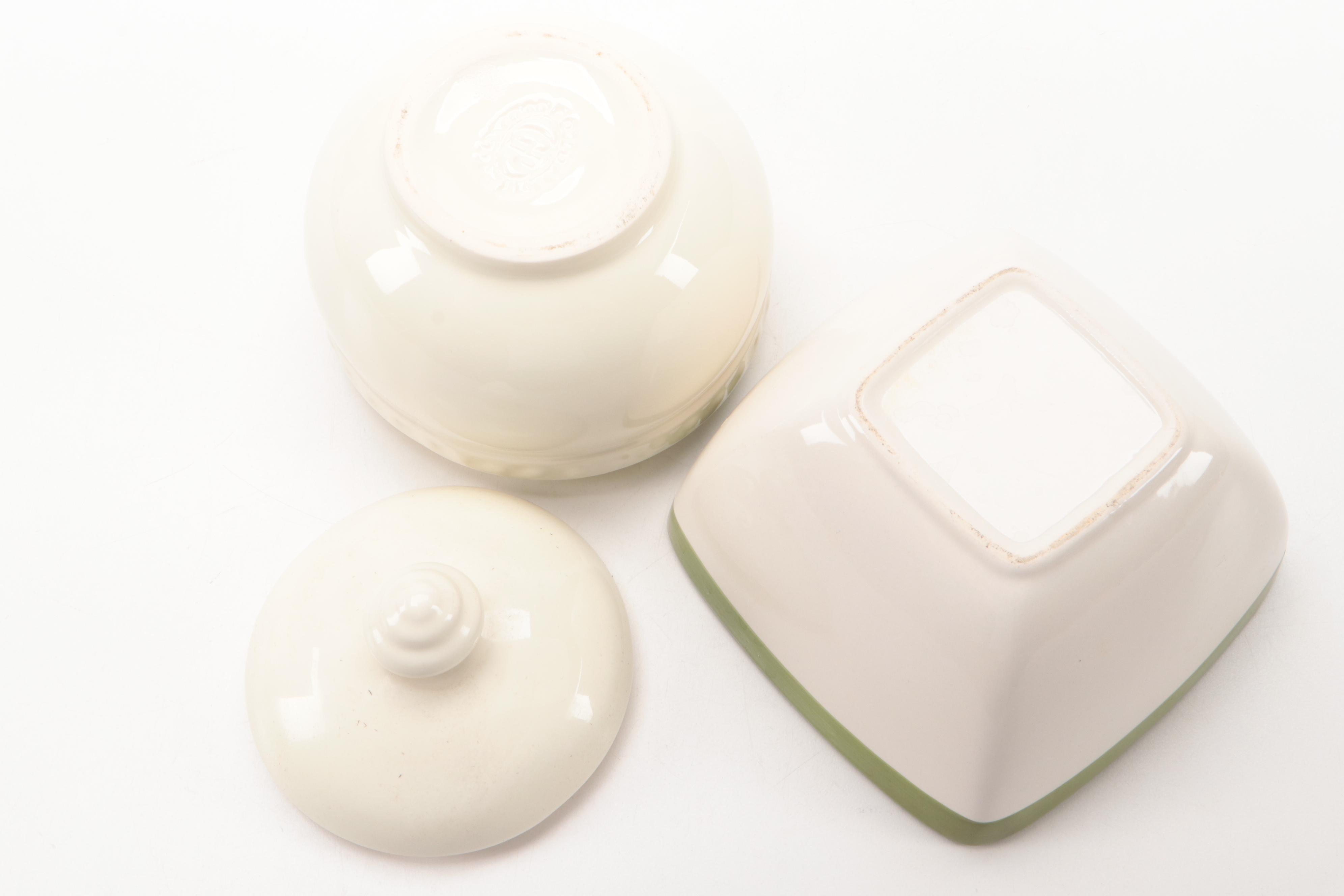 Gail Pittman "Hospitality" Ceramic Plates and Sugar with Other Home Décor