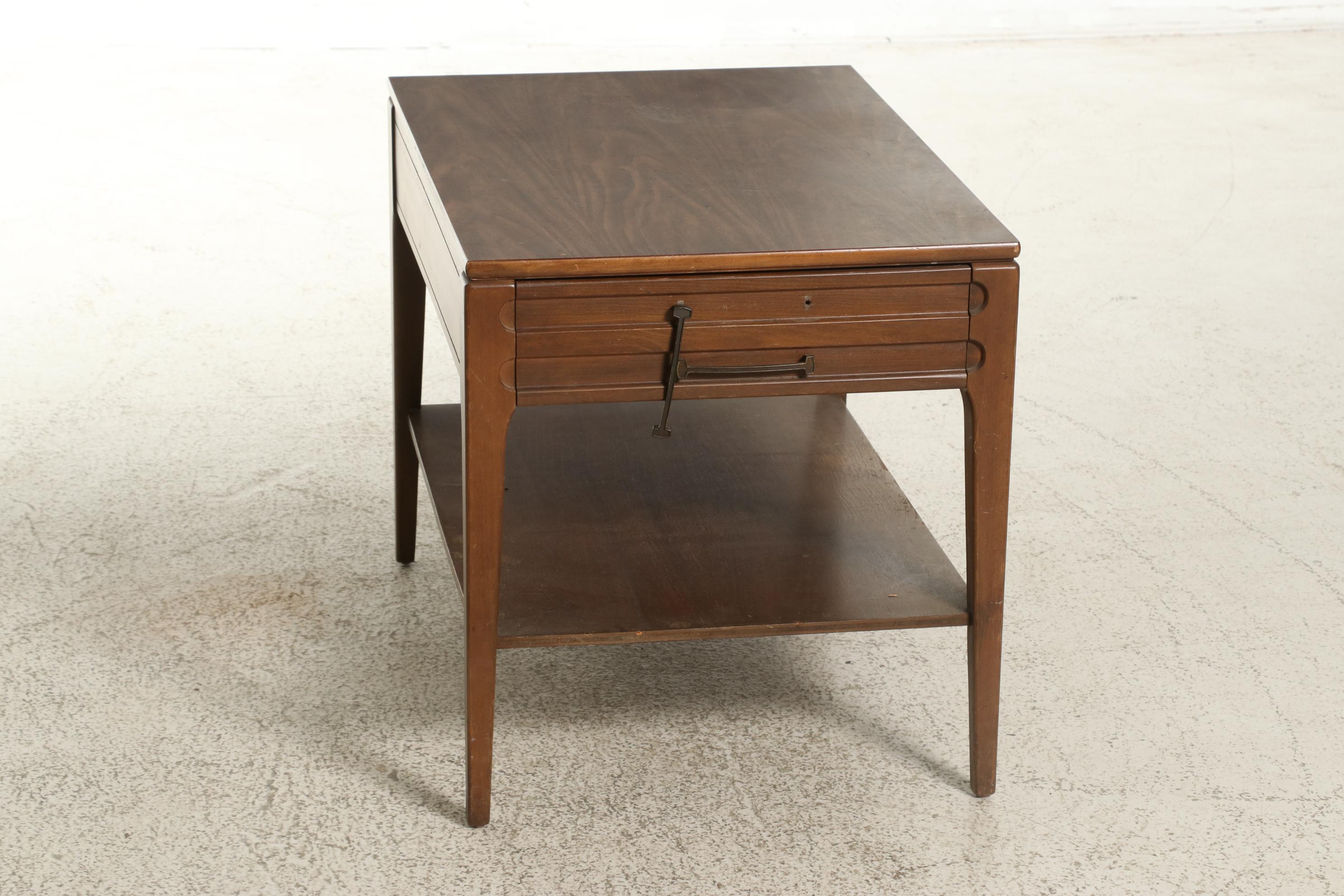 Mid Century Modern Style Mersman Walnut Laminate Side Table, Mid-20th Century