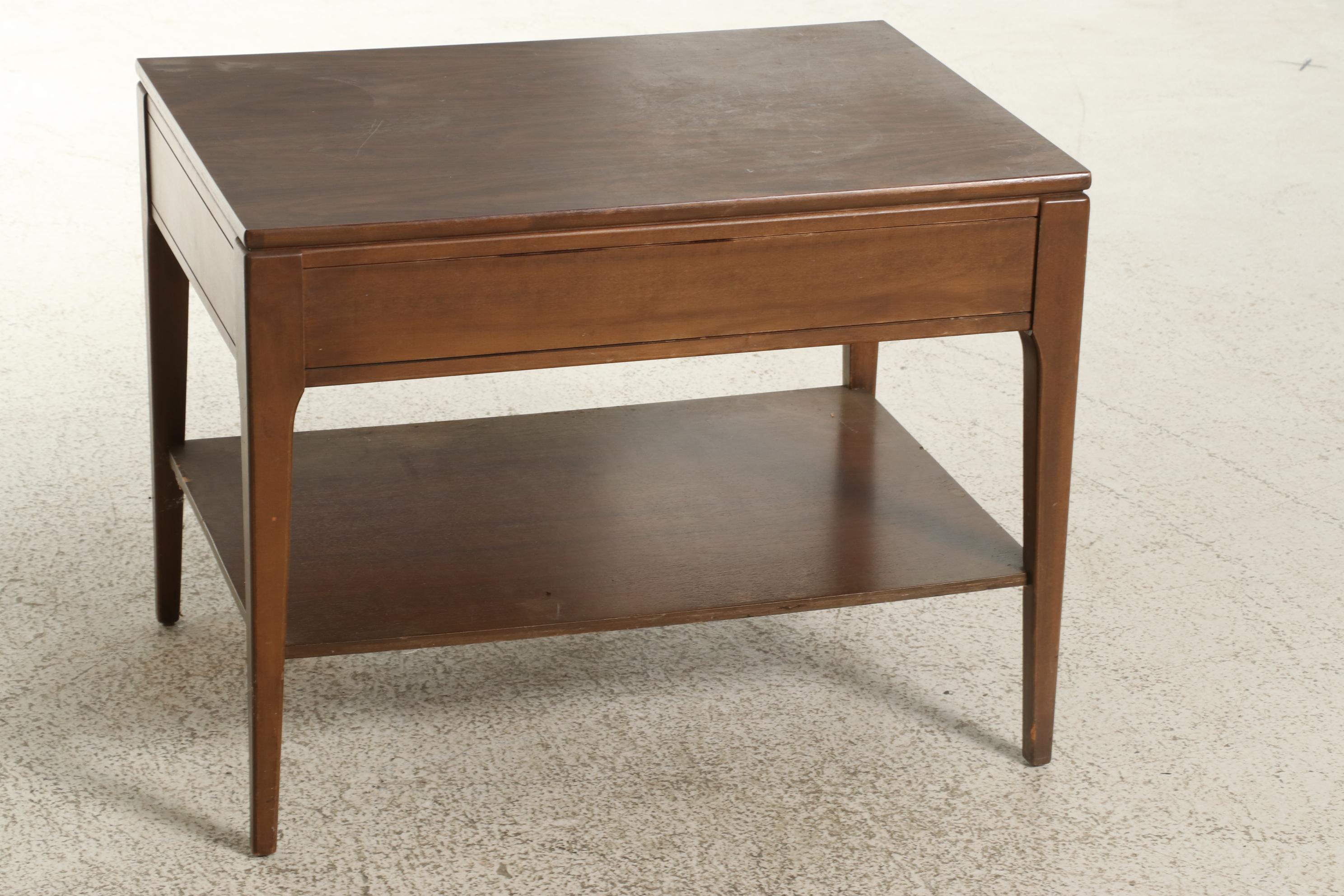 Mid Century Modern Style Mersman Walnut Laminate Side Table, Mid-20th Century