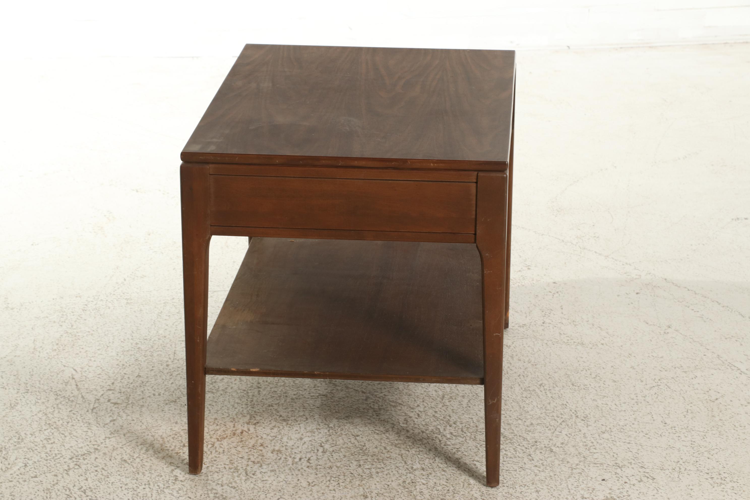 Mid Century Modern Style Mersman Walnut Laminate Side Table, Mid-20th Century