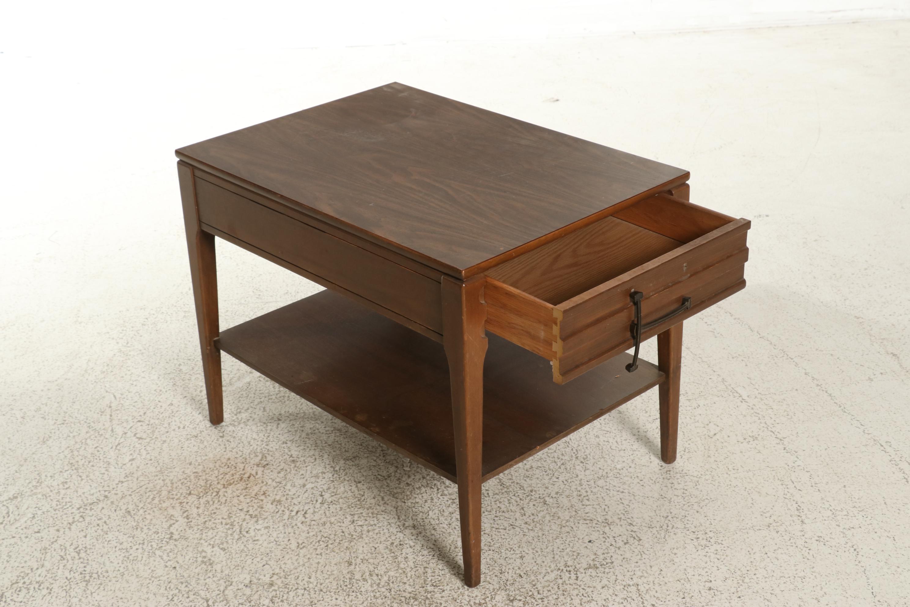 Mid Century Modern Style Mersman Walnut Laminate Side Table, Mid-20th Century