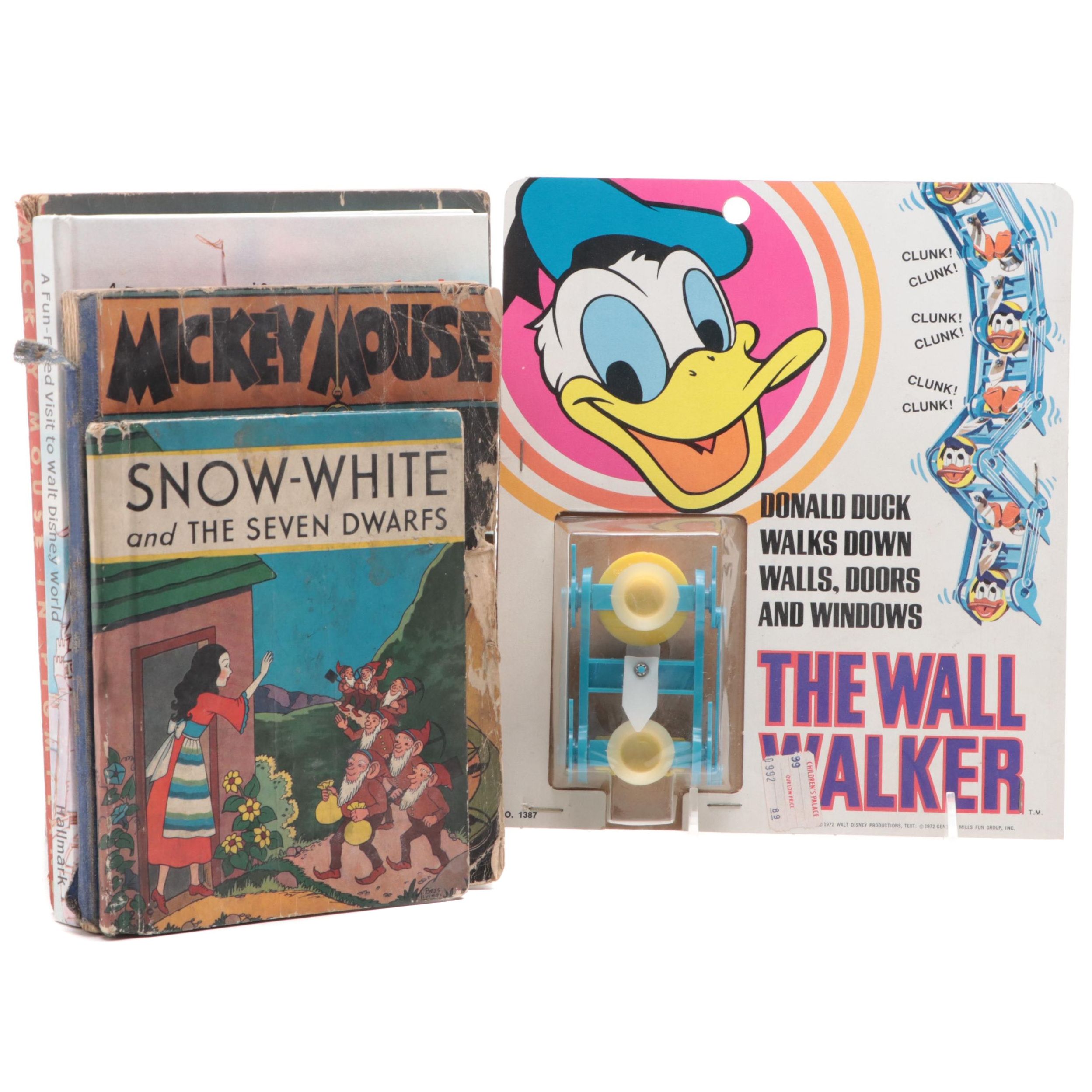 Illustrated "Mickey Mouse Story Book" with More Disney Books and Donald Duck Toy