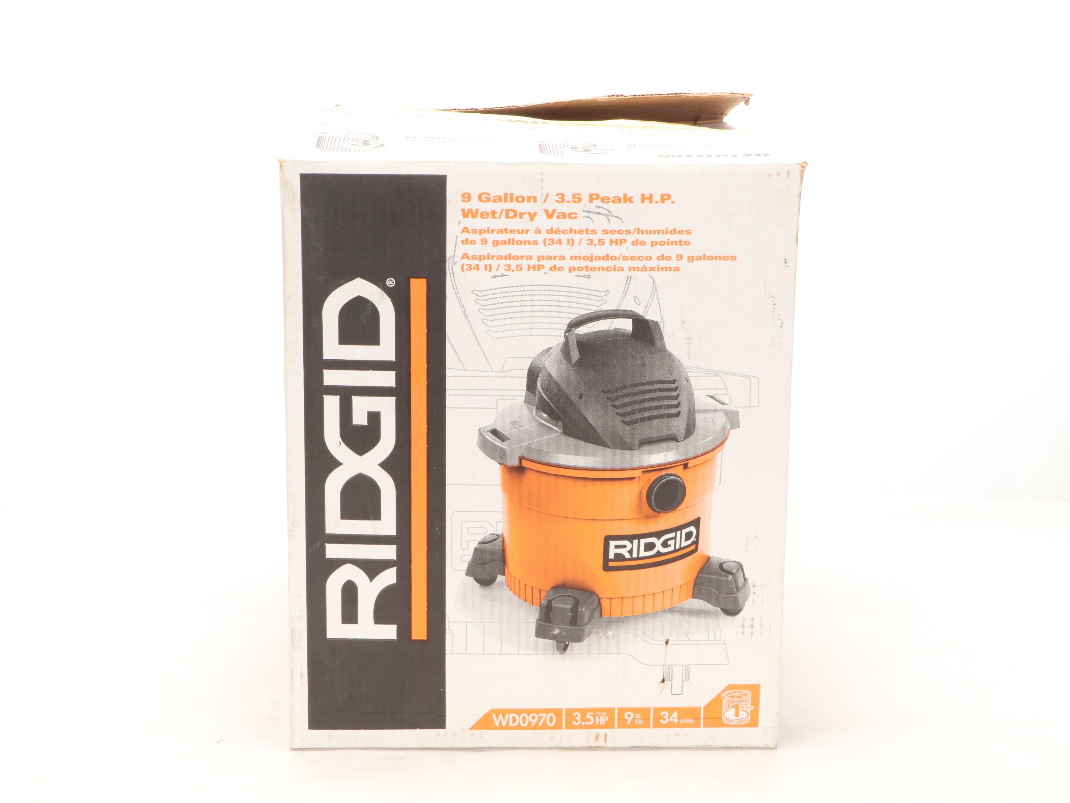 RIDGID 9 Gallon Wet/Dry Shop Vacuum with Accessories