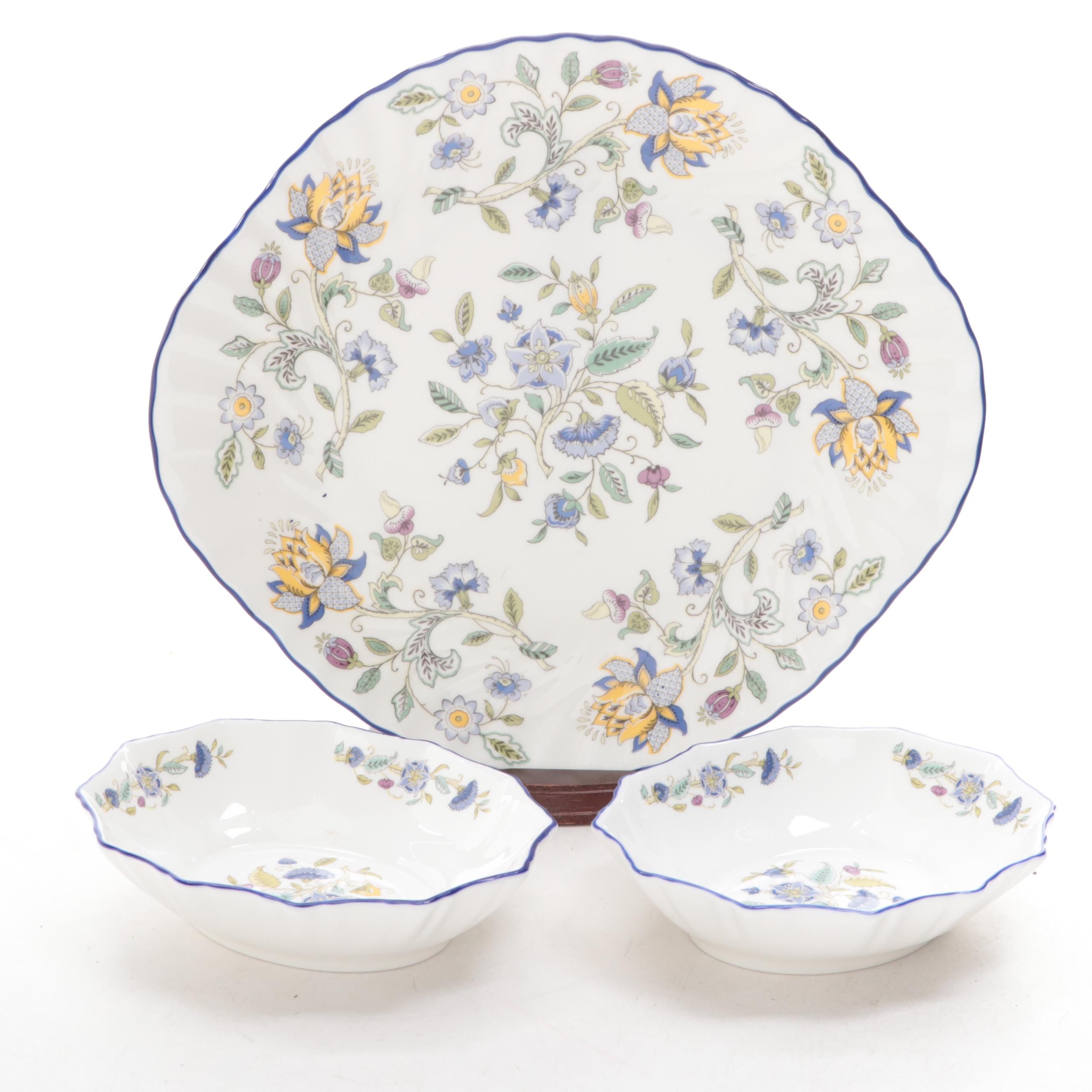 Minton "Haddon Hall Blue" Bone China Cake Plate and Sweet Meat Dishes, 1993