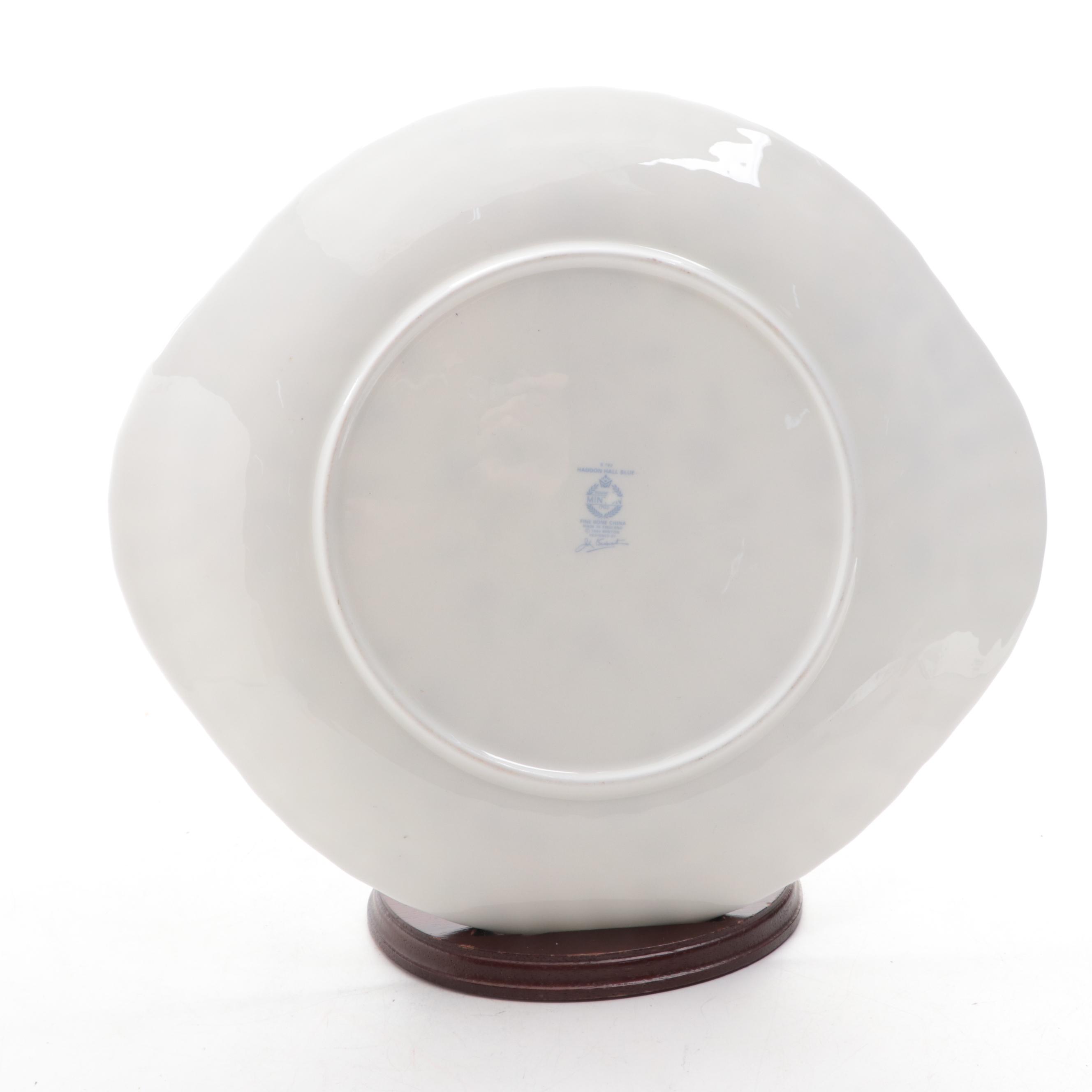 Minton "Haddon Hall Blue" Bone China Cake Plate and Sweet Meat Dishes, 1993