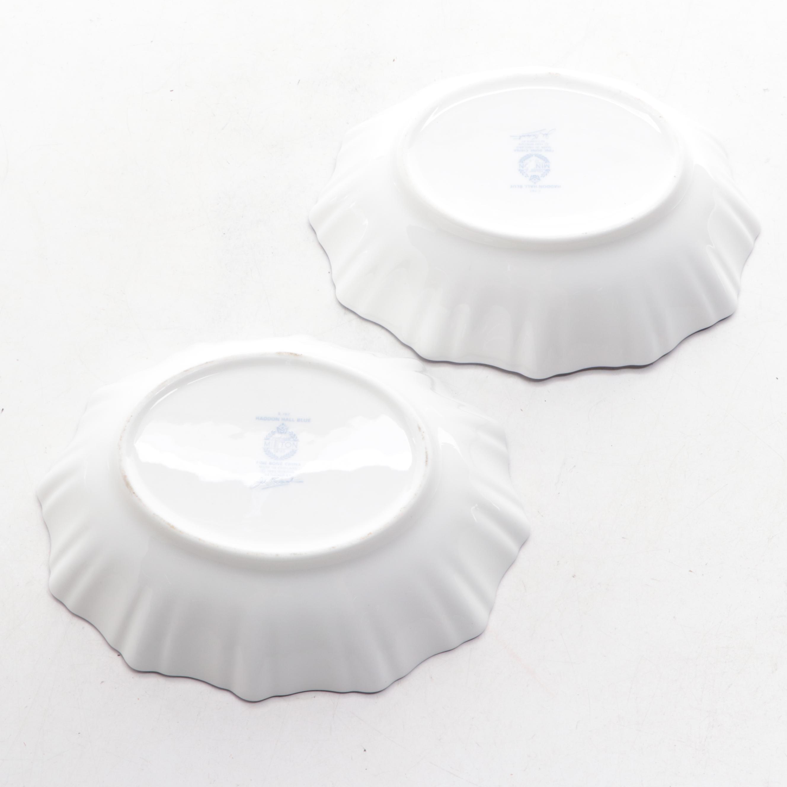 Minton "Haddon Hall Blue" Bone China Cake Plate and Sweet Meat Dishes, 1993