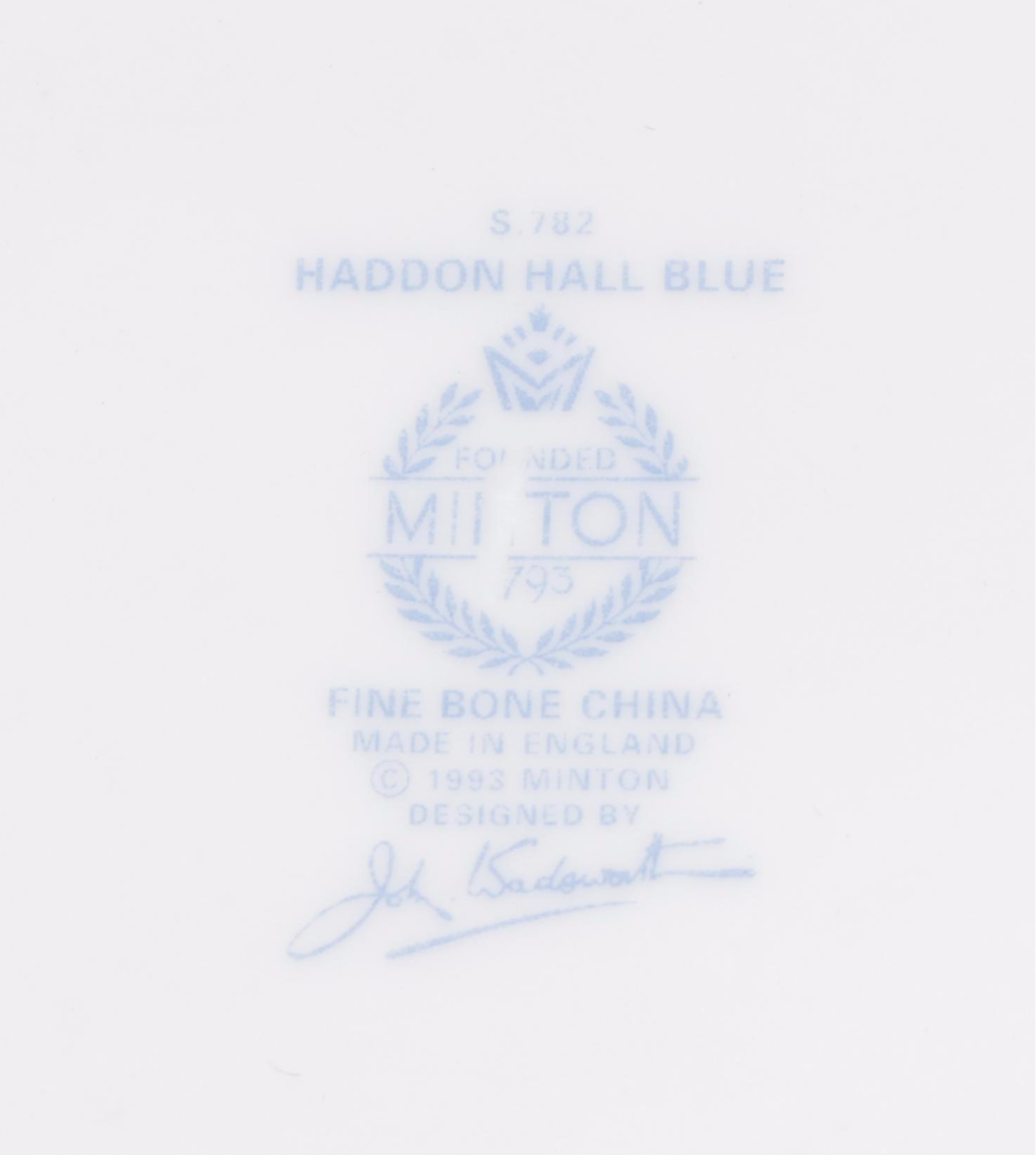 Minton "Haddon Hall Blue" Bone China Cake Plate and Sweet Meat Dishes, 1993