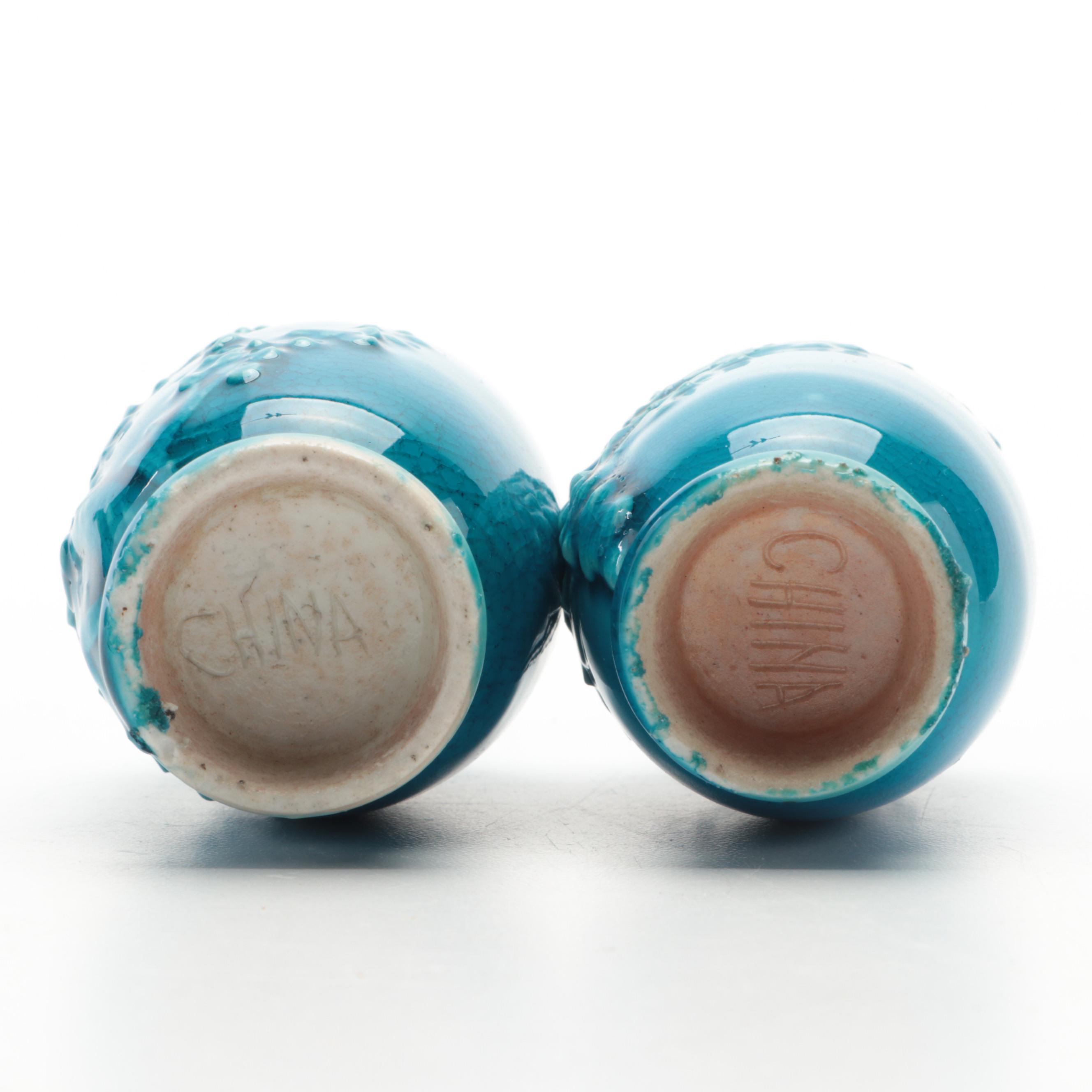 Chinese Turquoise Glazed Porcelain Vase and Bud Vases