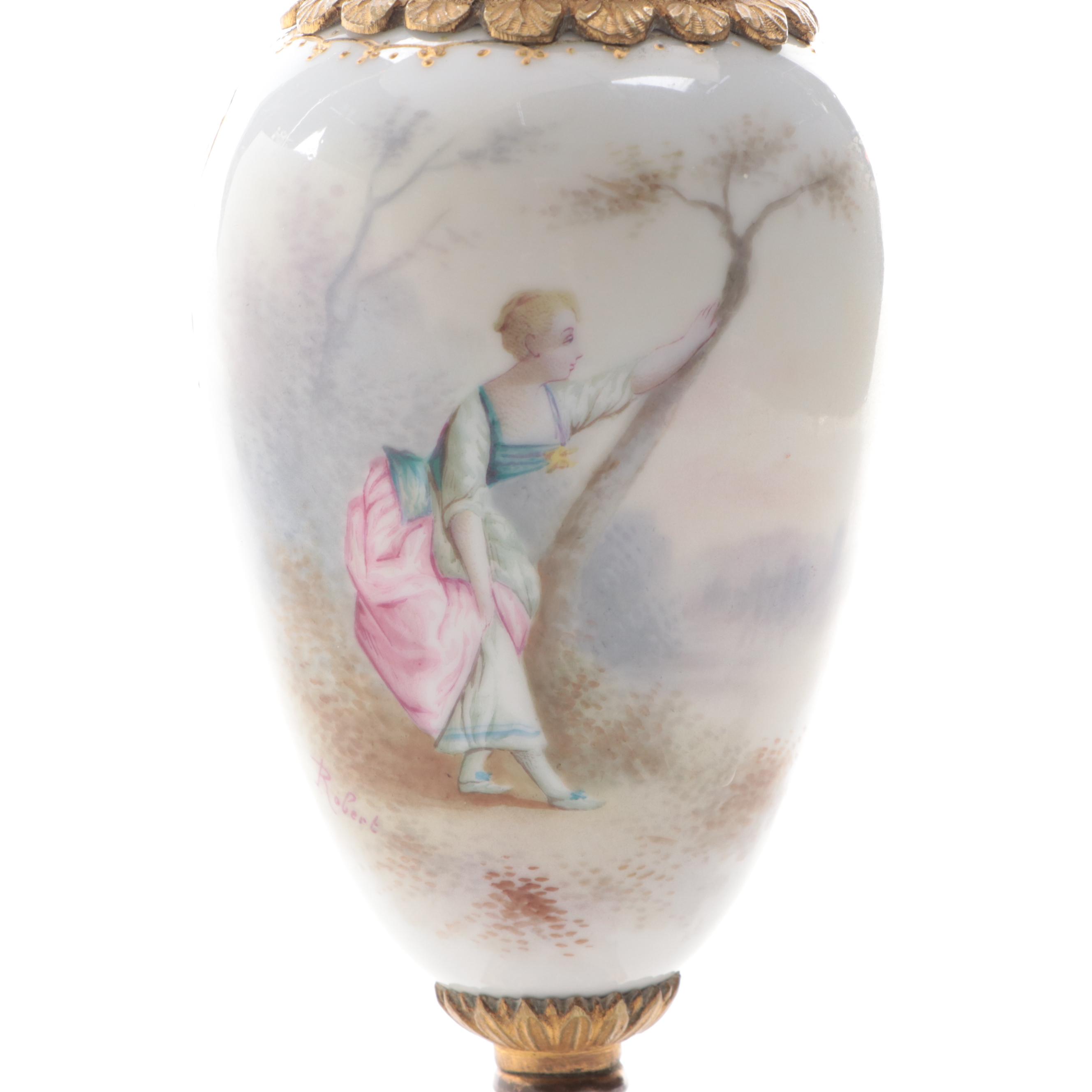 Porcelain Ormolu Urn with Champlevé Decoration