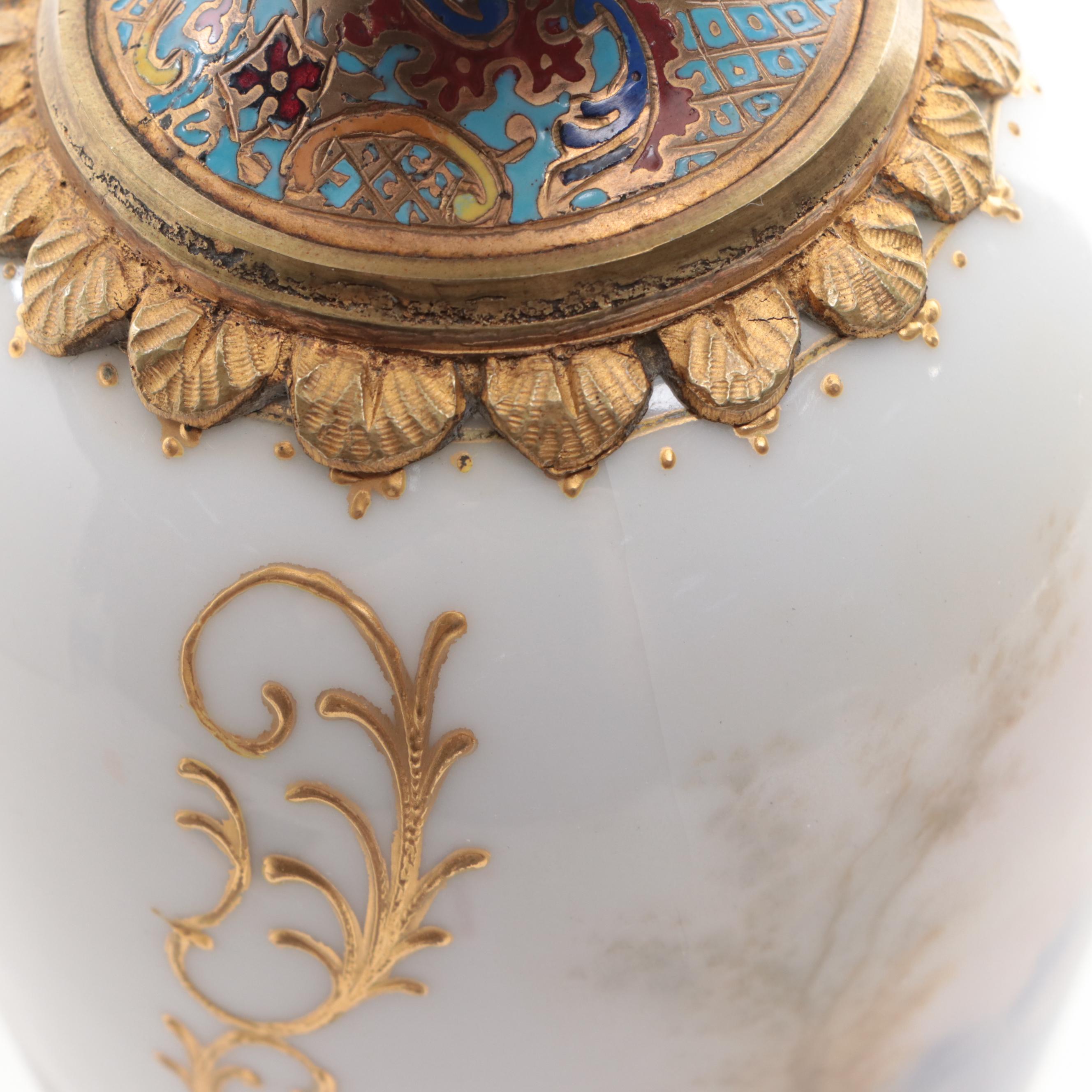 Porcelain Ormolu Urn with Champlevé Decoration