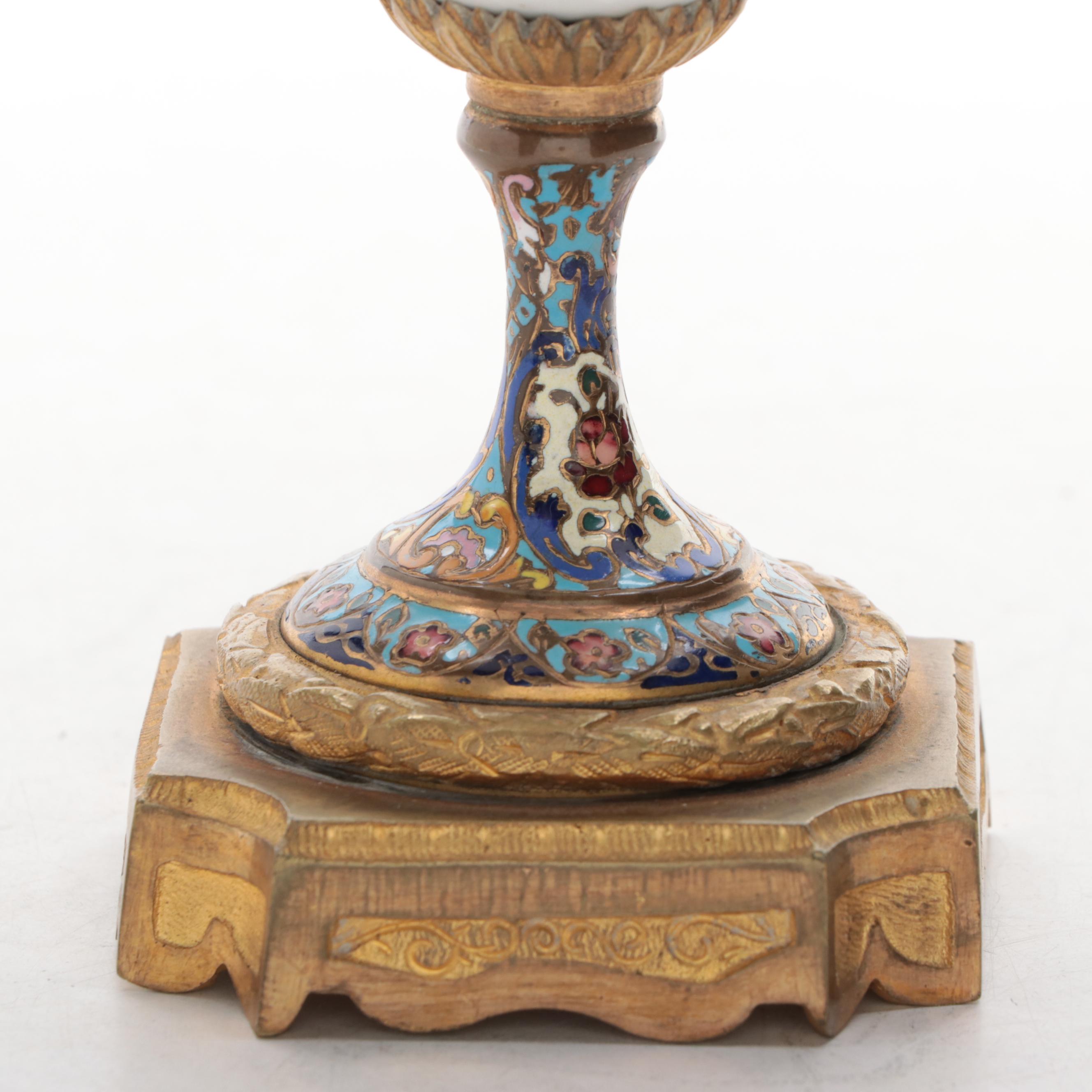 Porcelain Ormolu Urn with Champlevé Decoration