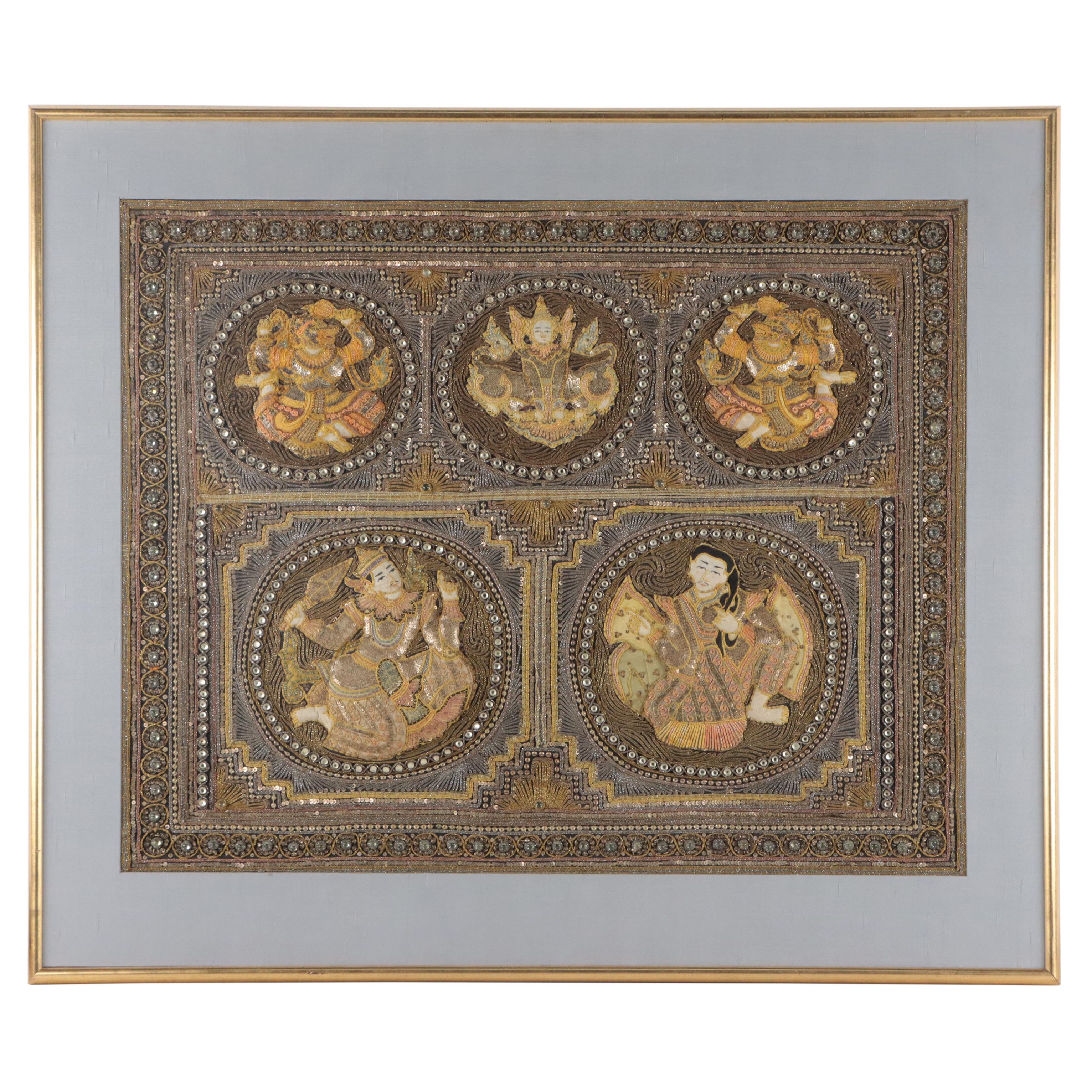Burmese Handmade Kalaga Framed Wall Hanging