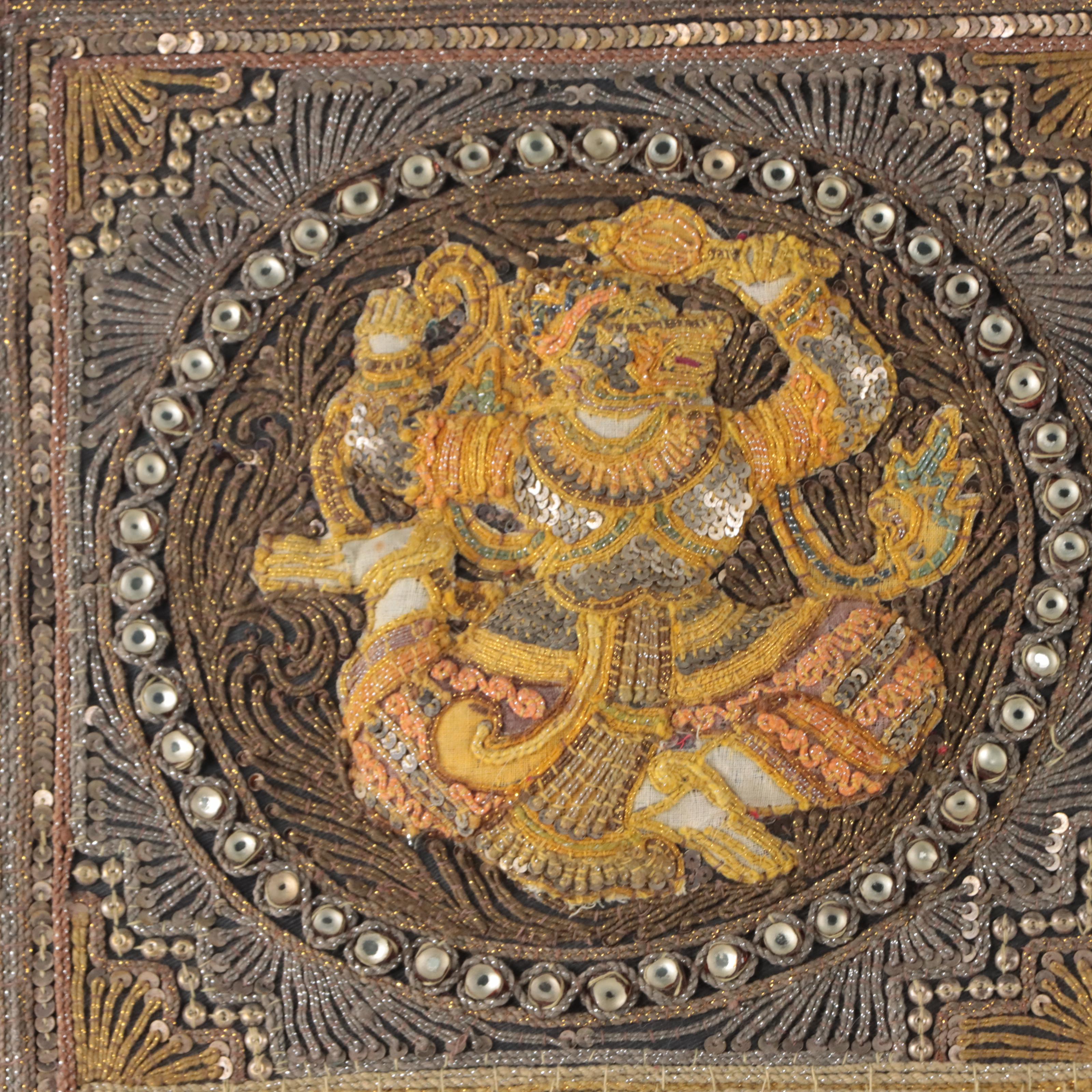 Burmese Handmade Kalaga Framed Wall Hanging