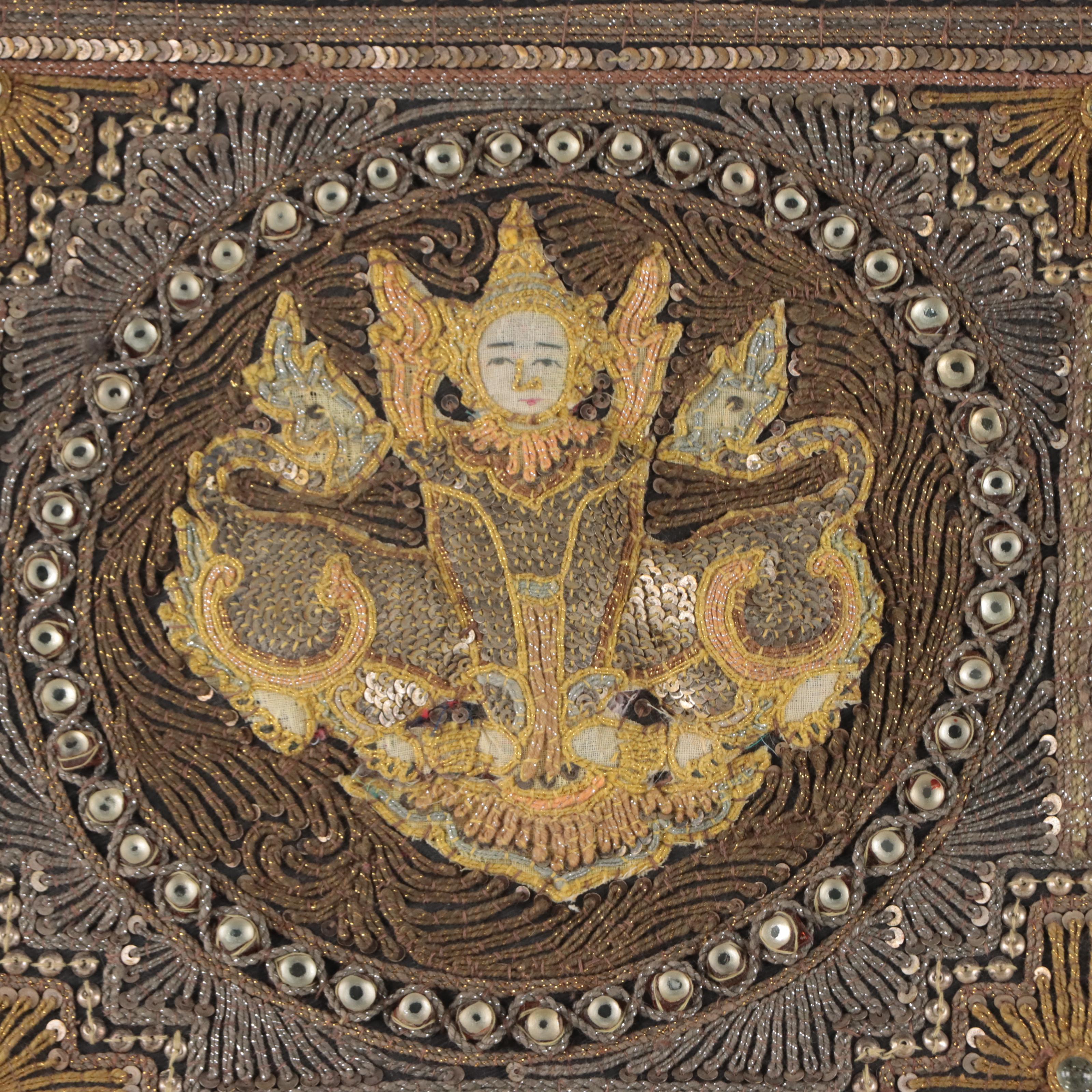 Burmese Handmade Kalaga Framed Wall Hanging