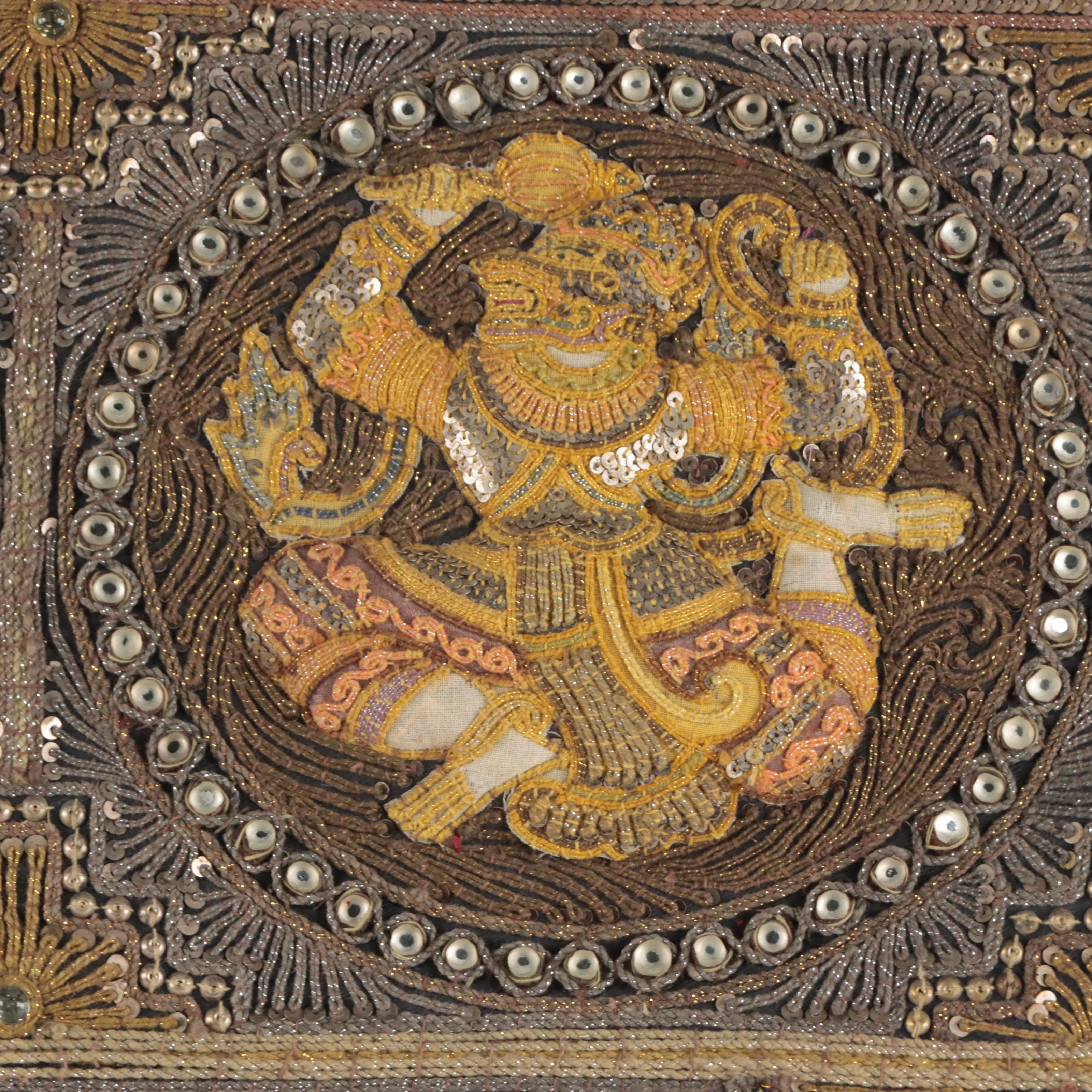 Burmese Handmade Kalaga Framed Wall Hanging