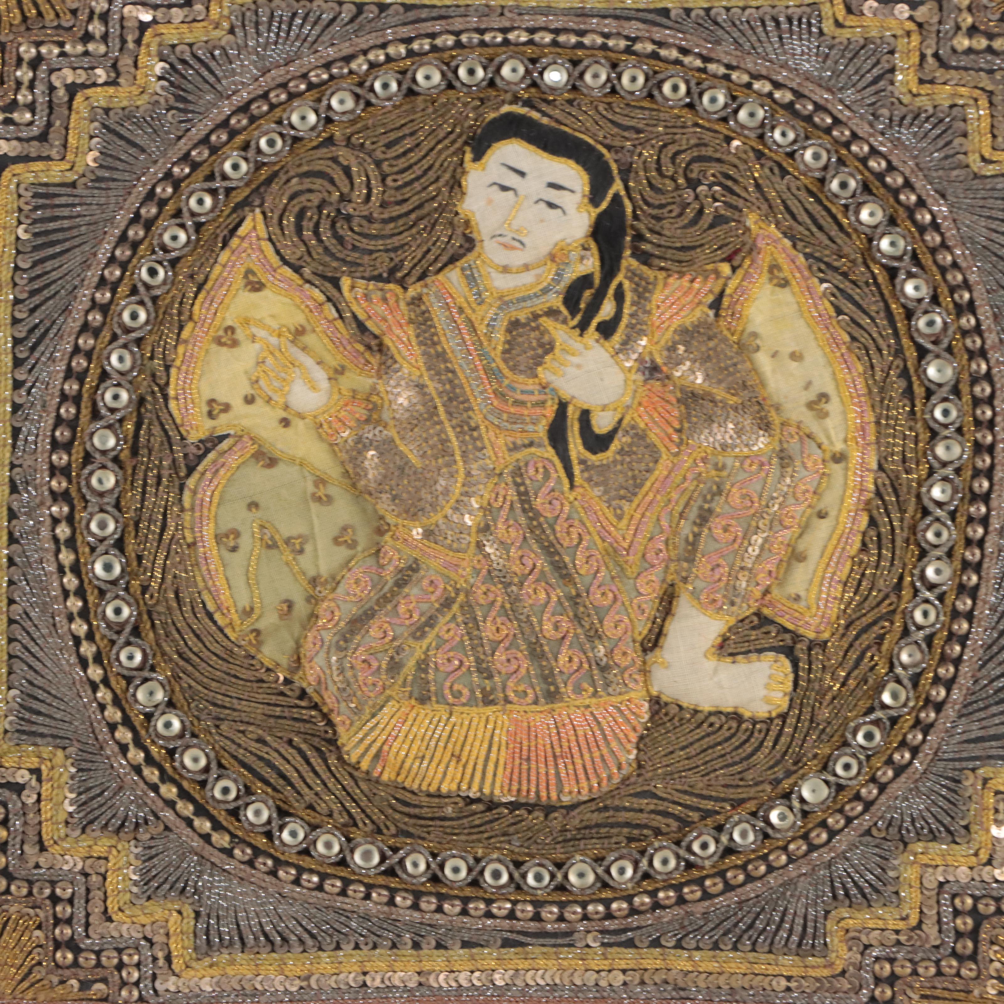 Burmese Handmade Kalaga Framed Wall Hanging