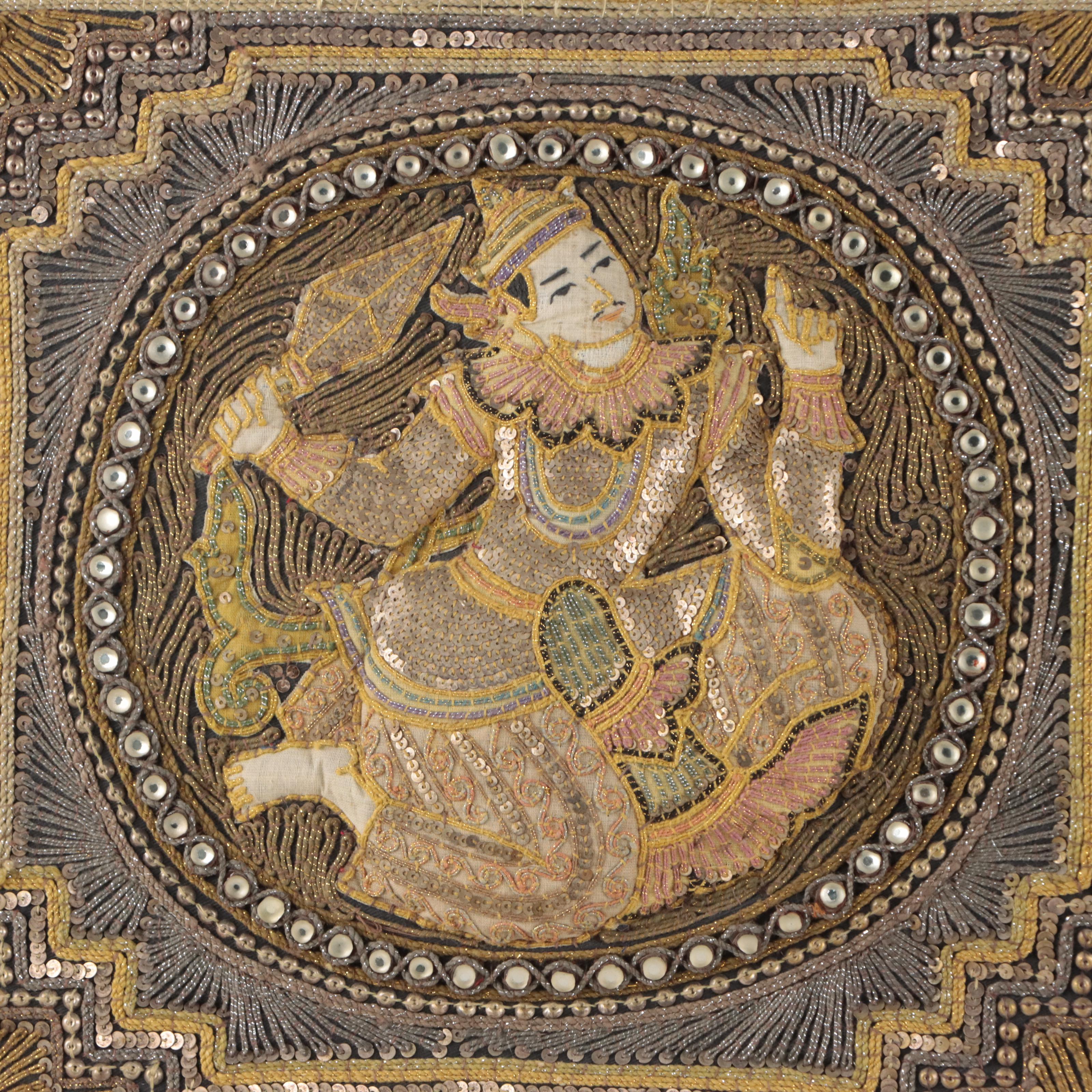 Burmese Handmade Kalaga Framed Wall Hanging