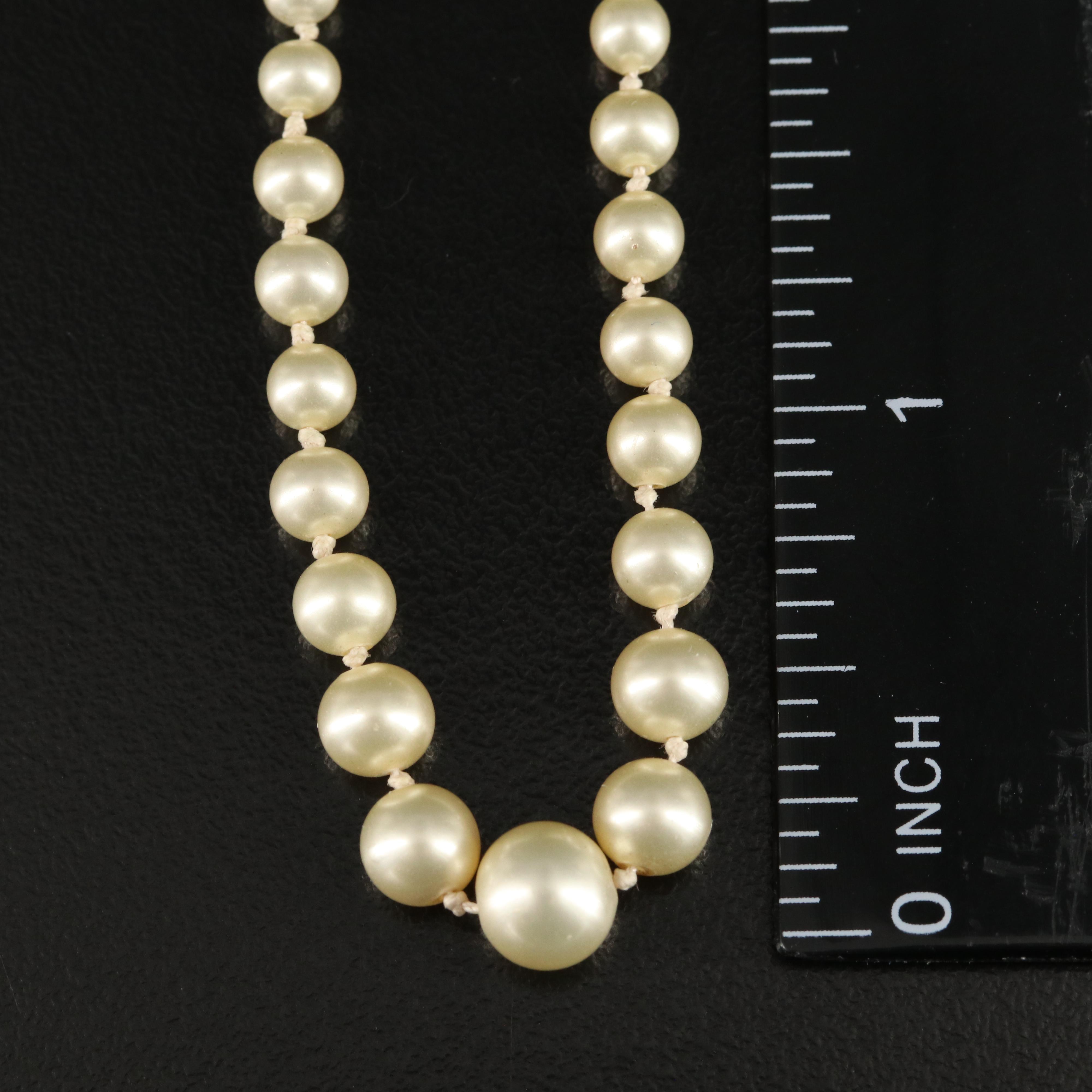 Vintage 14K Graduated Glass Pearl Necklace
