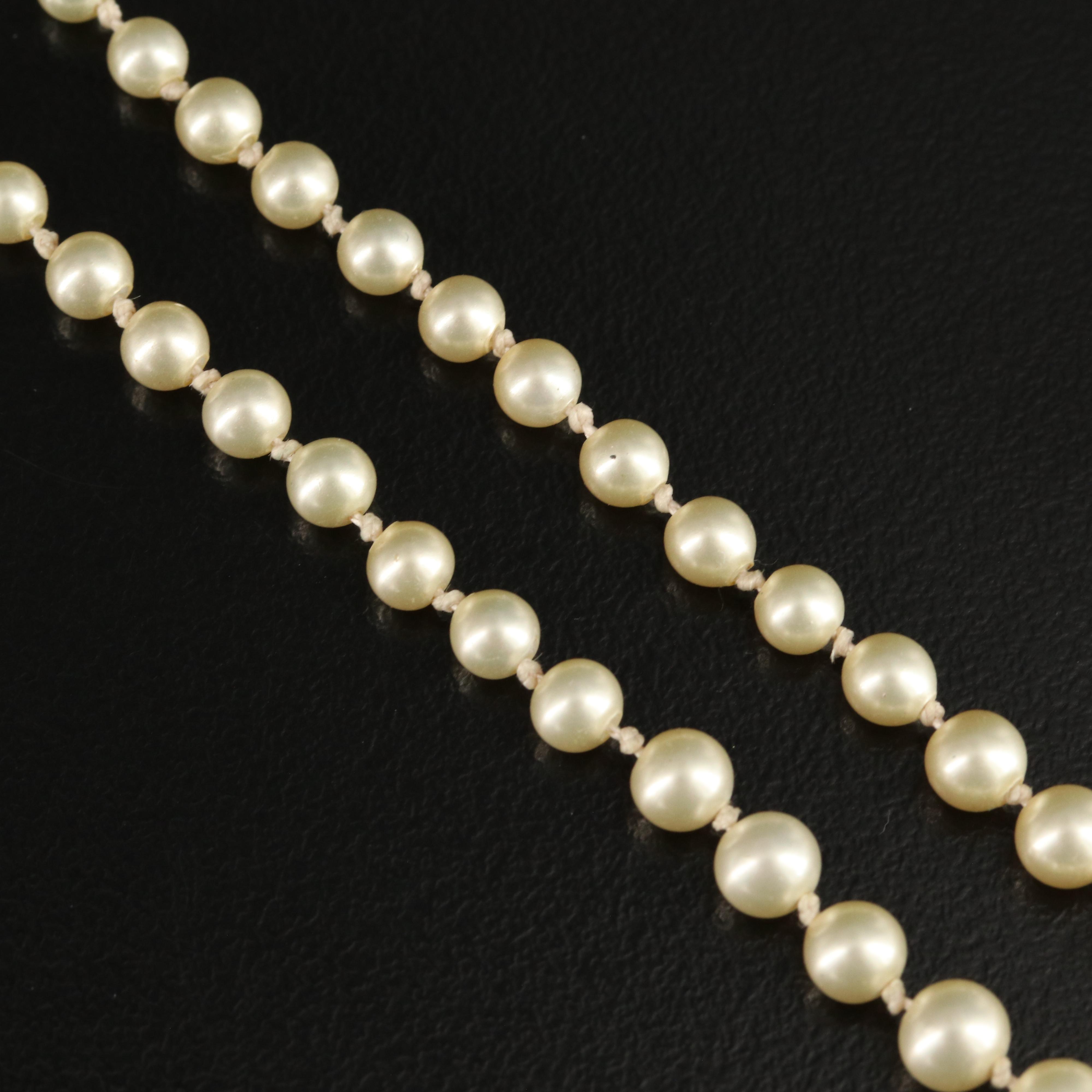 Vintage 14K Graduated Glass Pearl Necklace