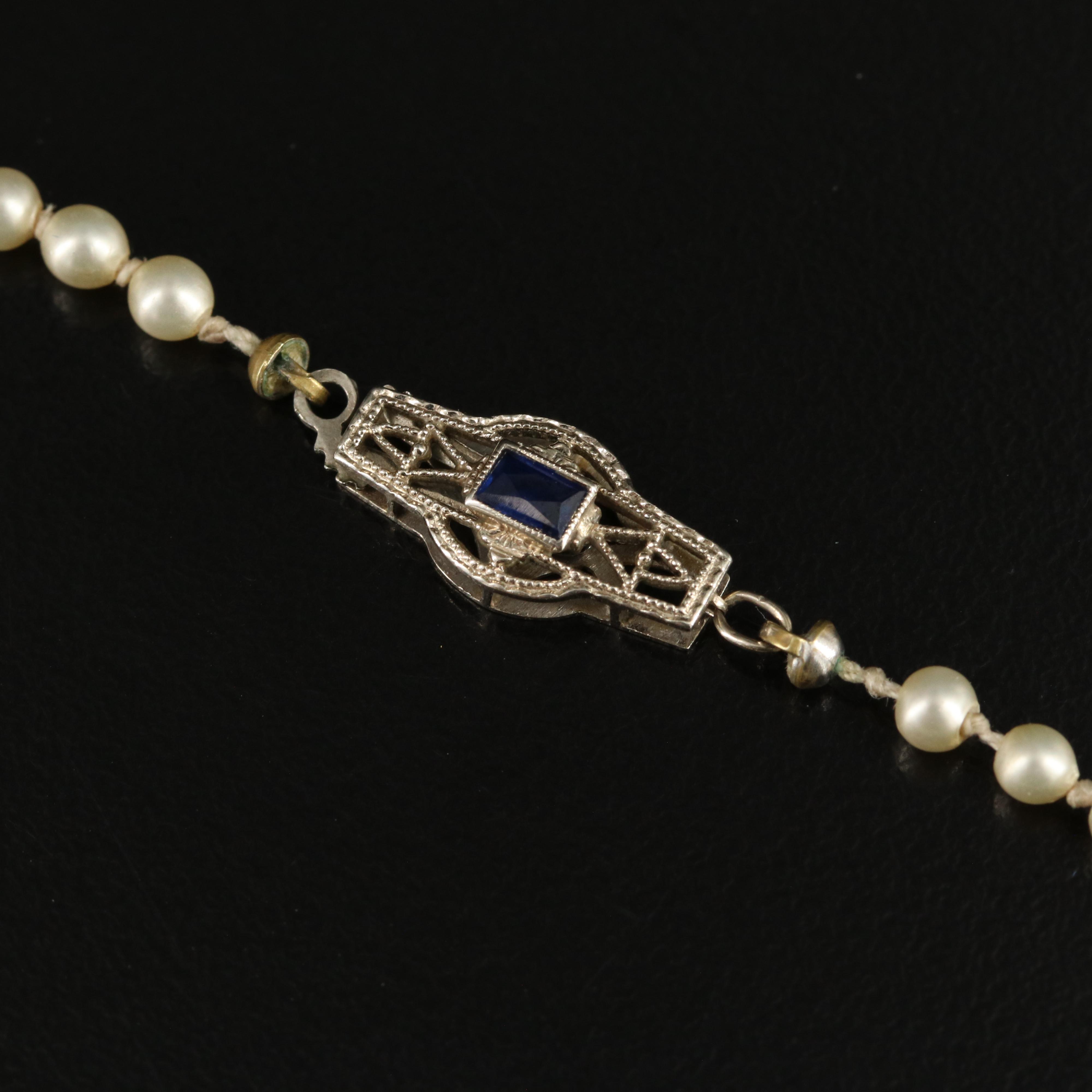 Vintage 14K Graduated Glass Pearl Necklace