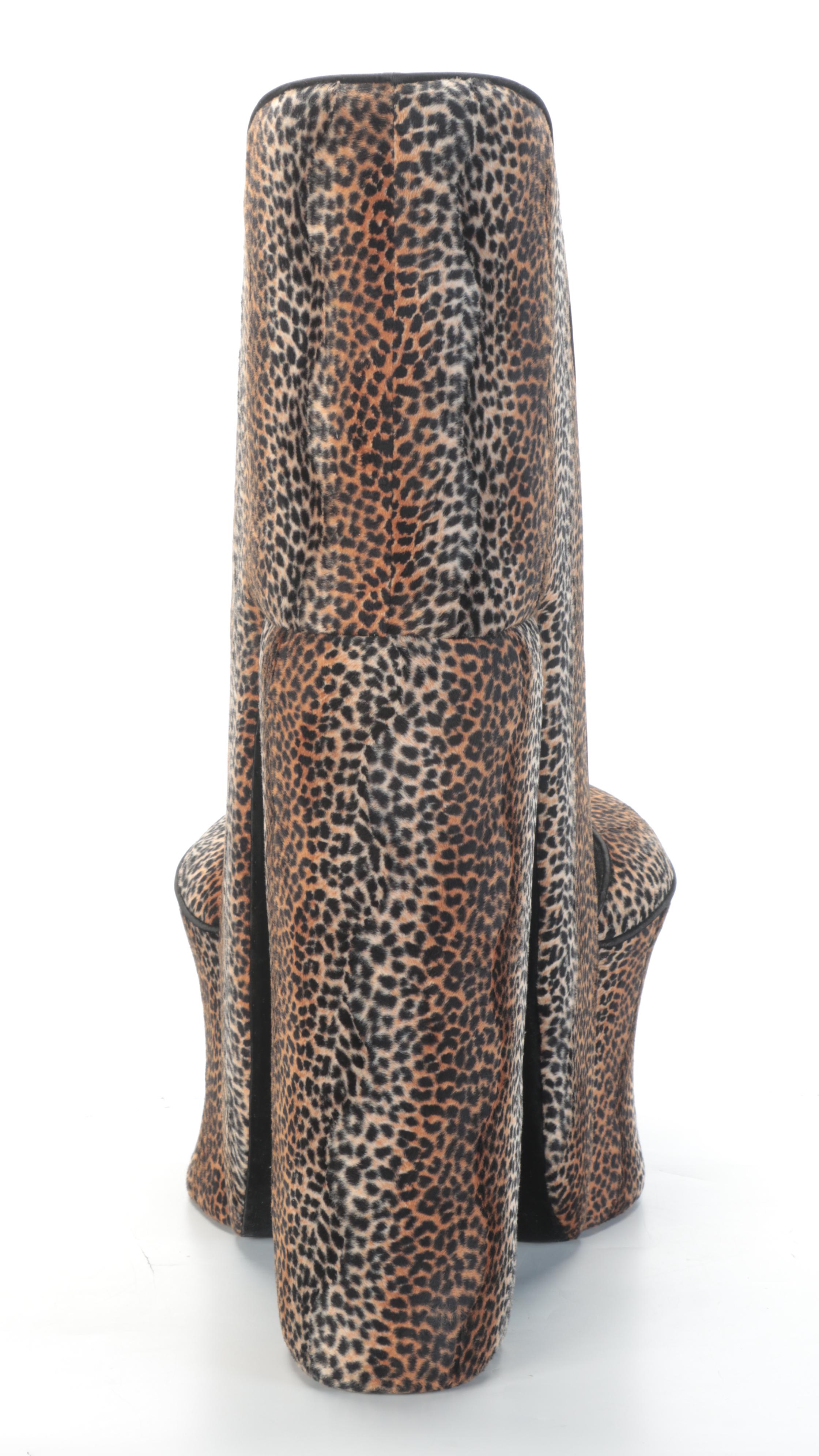Contemporary Leopard Print Upholstered High Heel Shoe Chair
