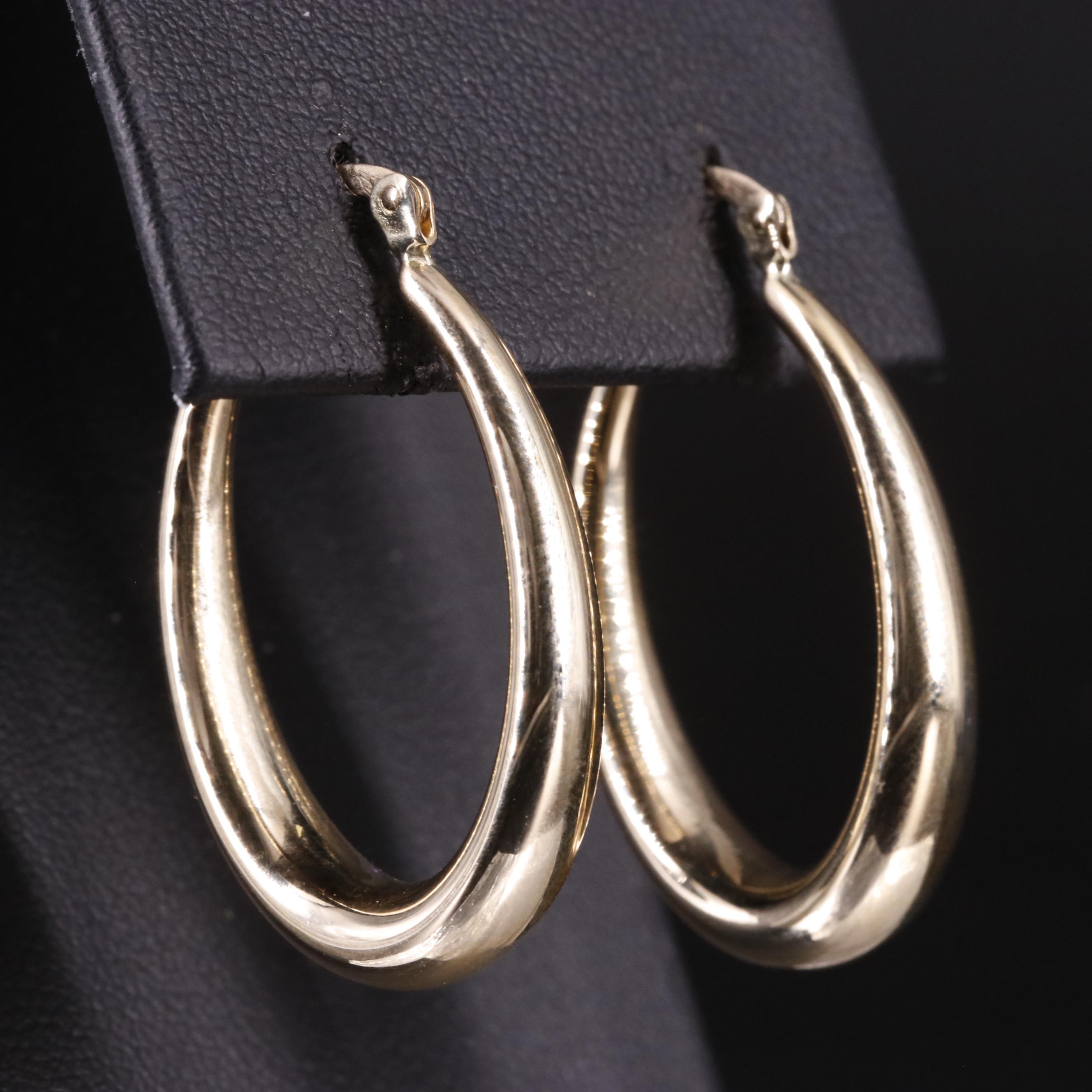 14K Oblong Hoop Earrings