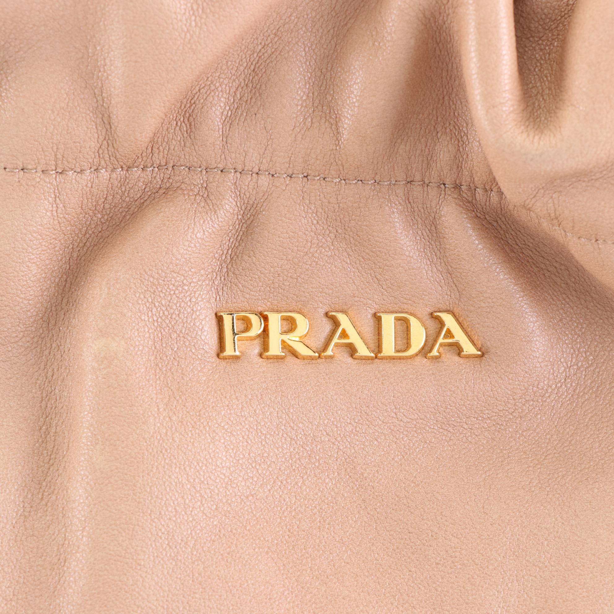 Prada Leather Side Bow Accent Tote