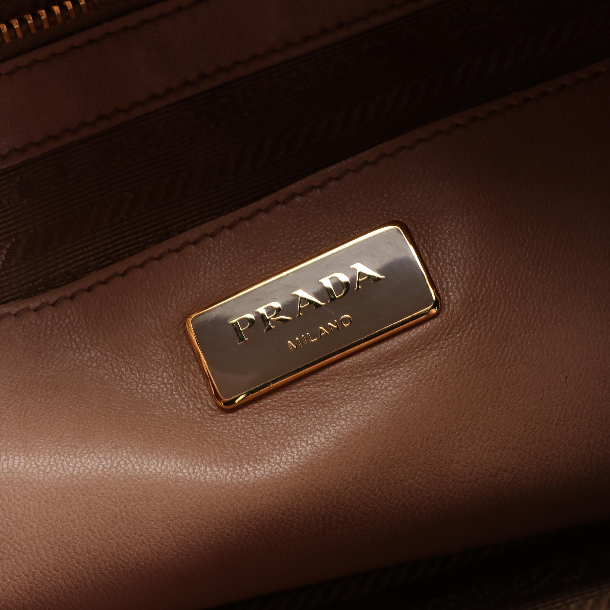 Prada Leather Side Bow Accent Tote