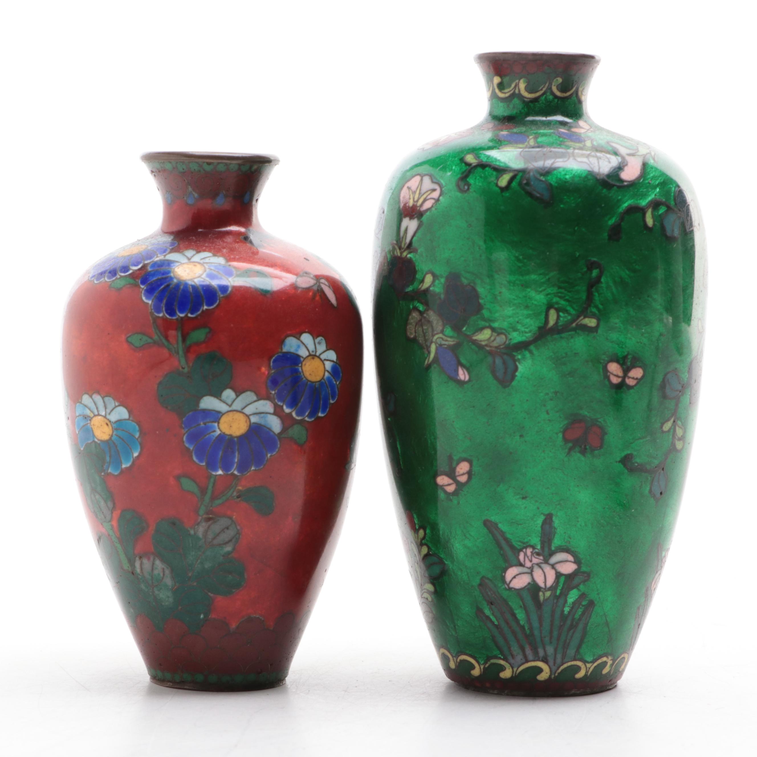 Japanese Ginbari and  Cloisonné Vases