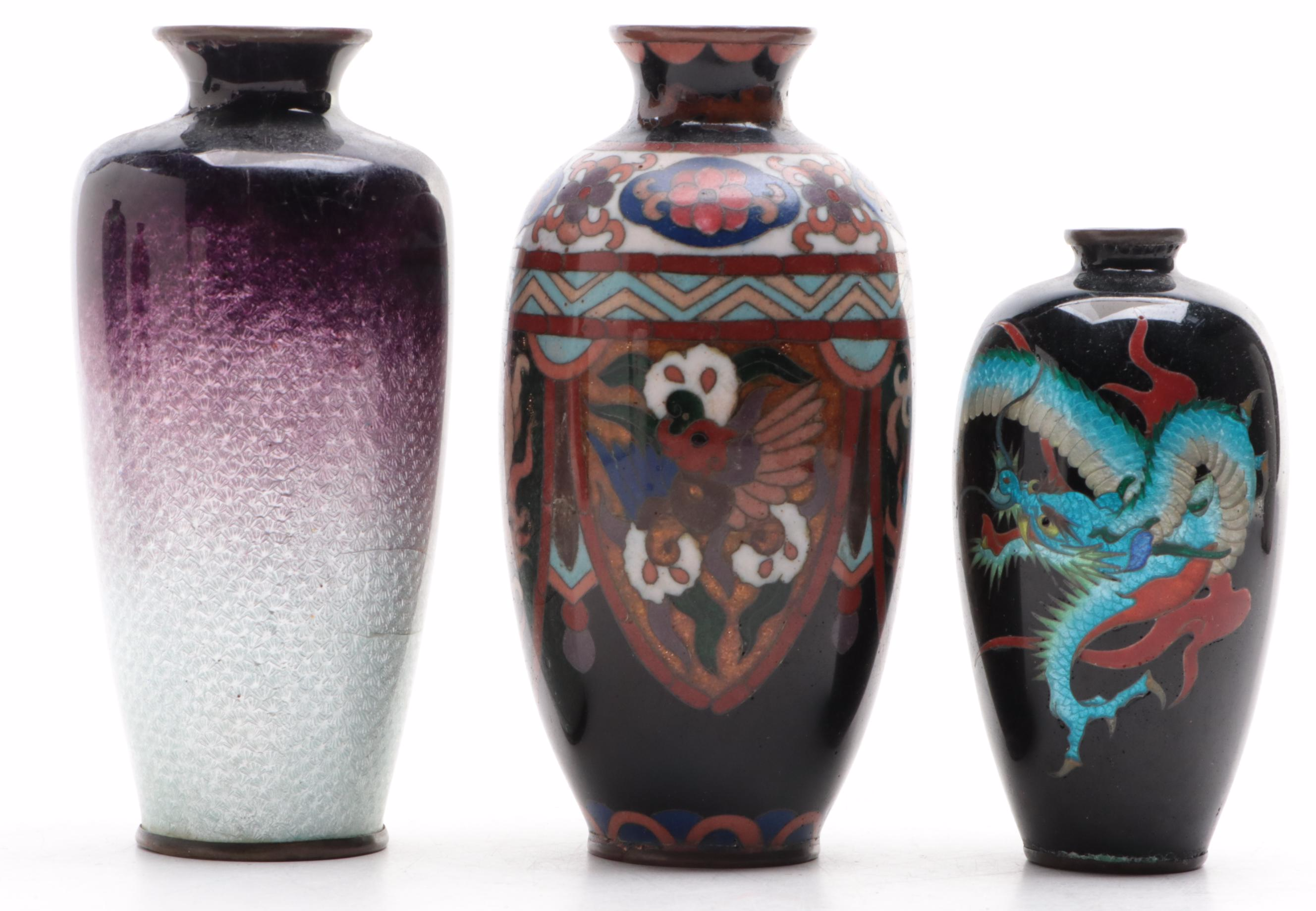 Japanese Ginbari and  Cloisonné Vases