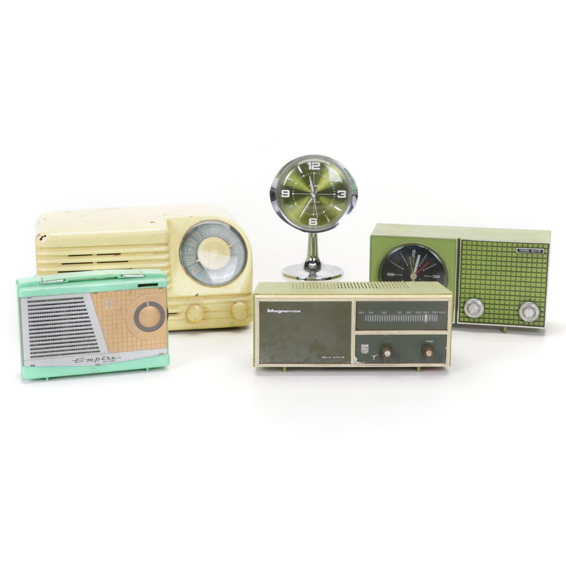 Empire, Magnavox and Other Tabletop Radios and Westclox Big Ben Alarm Clock