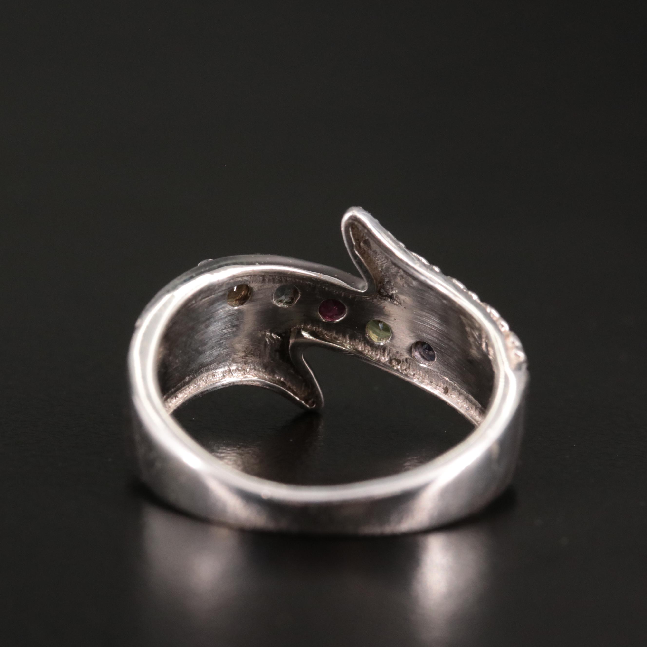 Sterling Peridot, Garnet, and Blue Topaz Ring