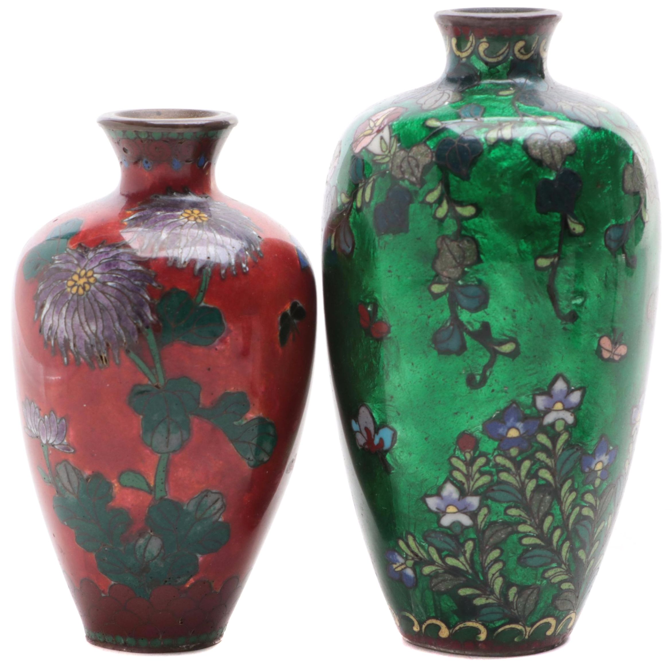 Japanese Ginbari and  Cloisonné Vases