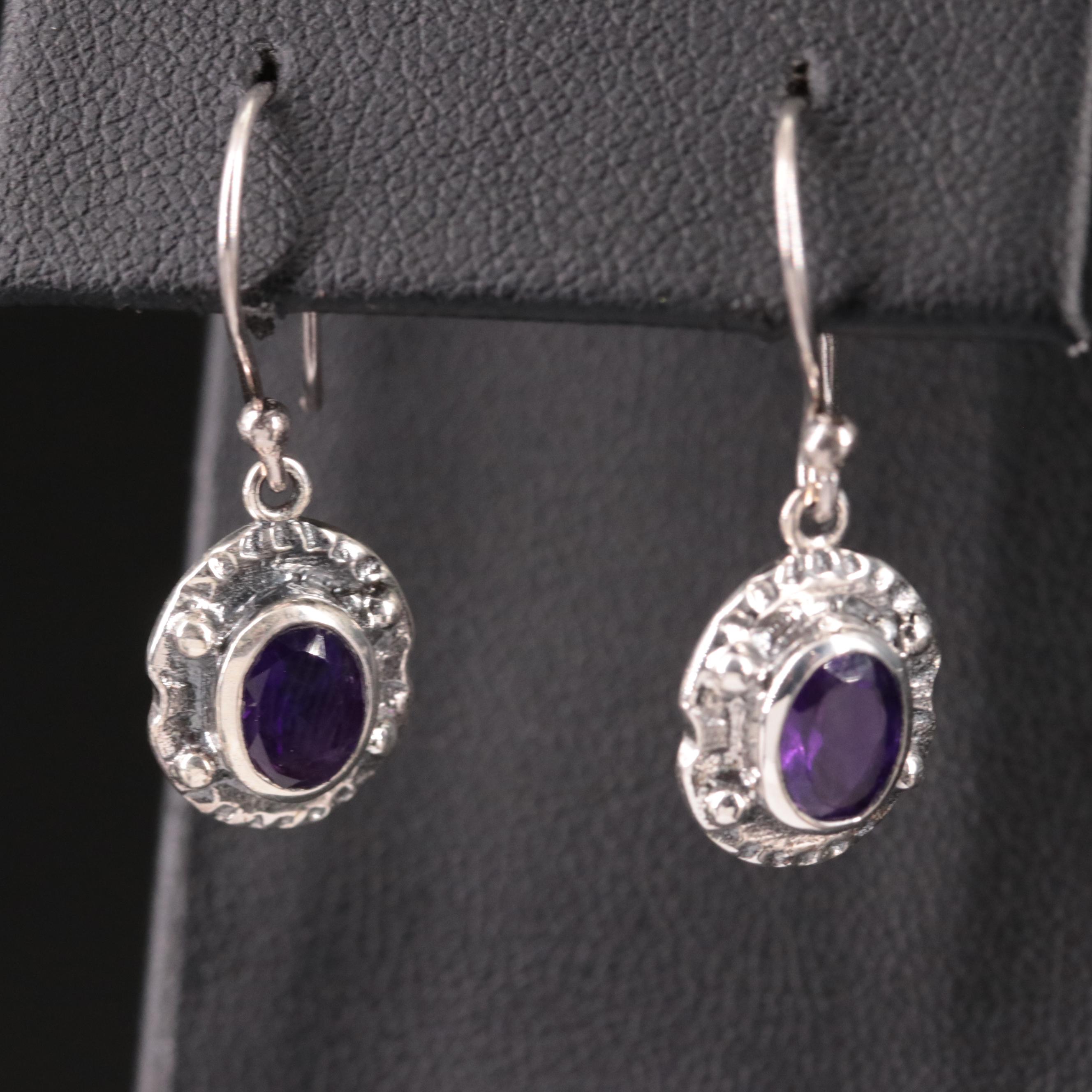 Sterling Amethyst Drop Earrings