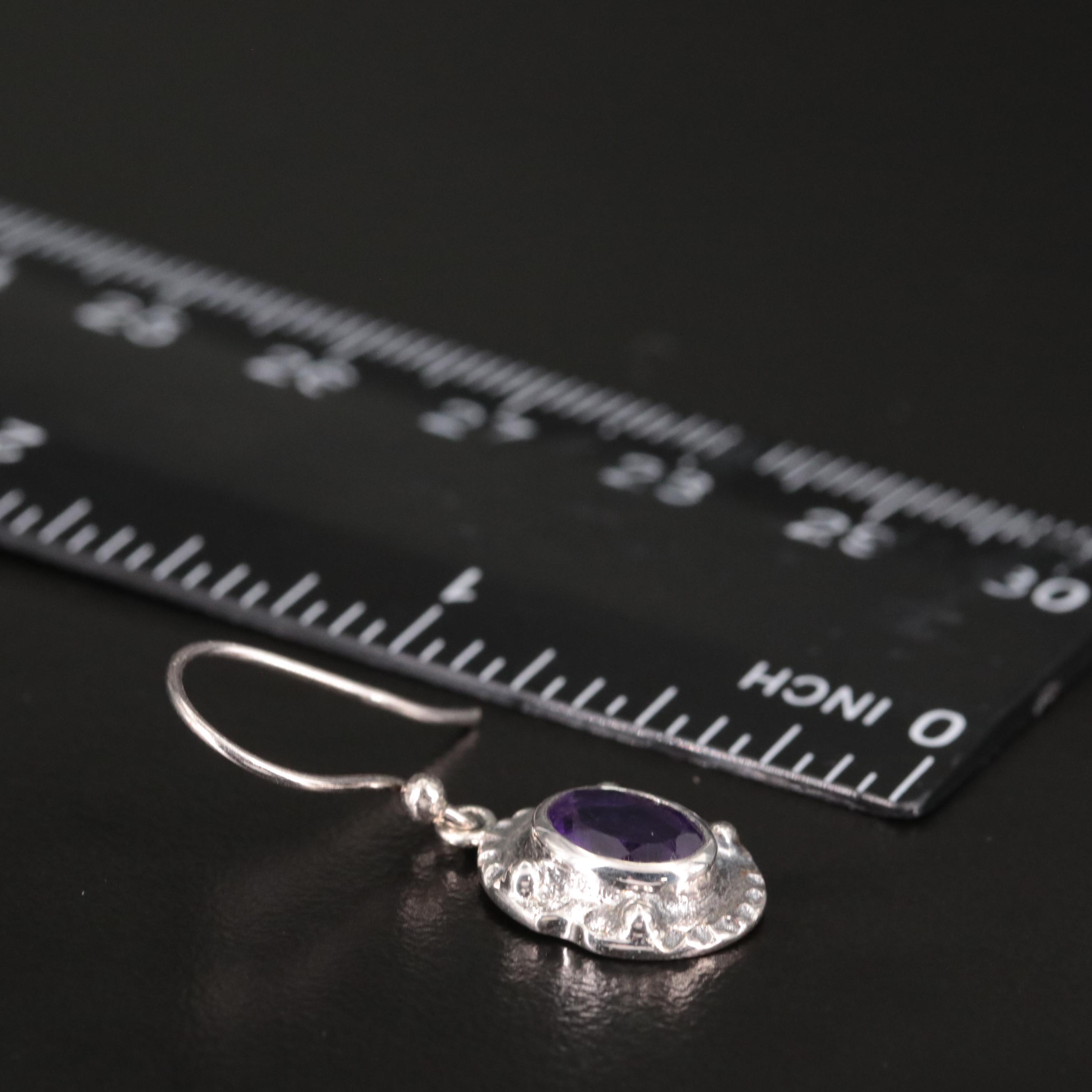 Sterling Amethyst Drop Earrings