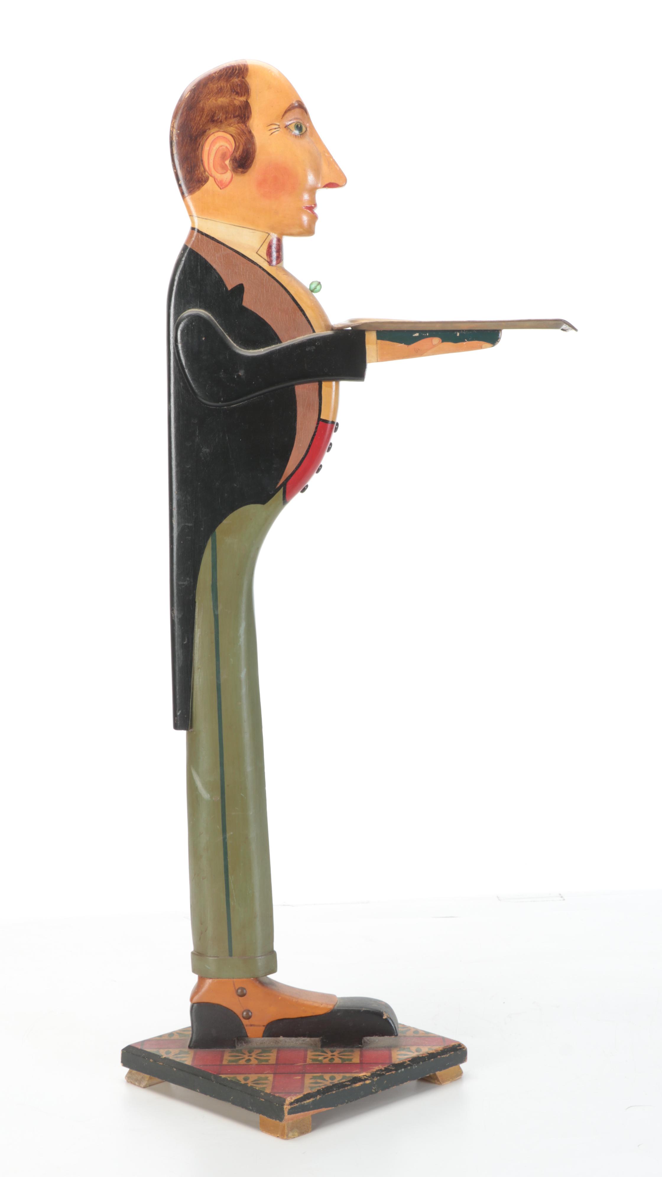 Painted Wood Figural Butler Tray Table