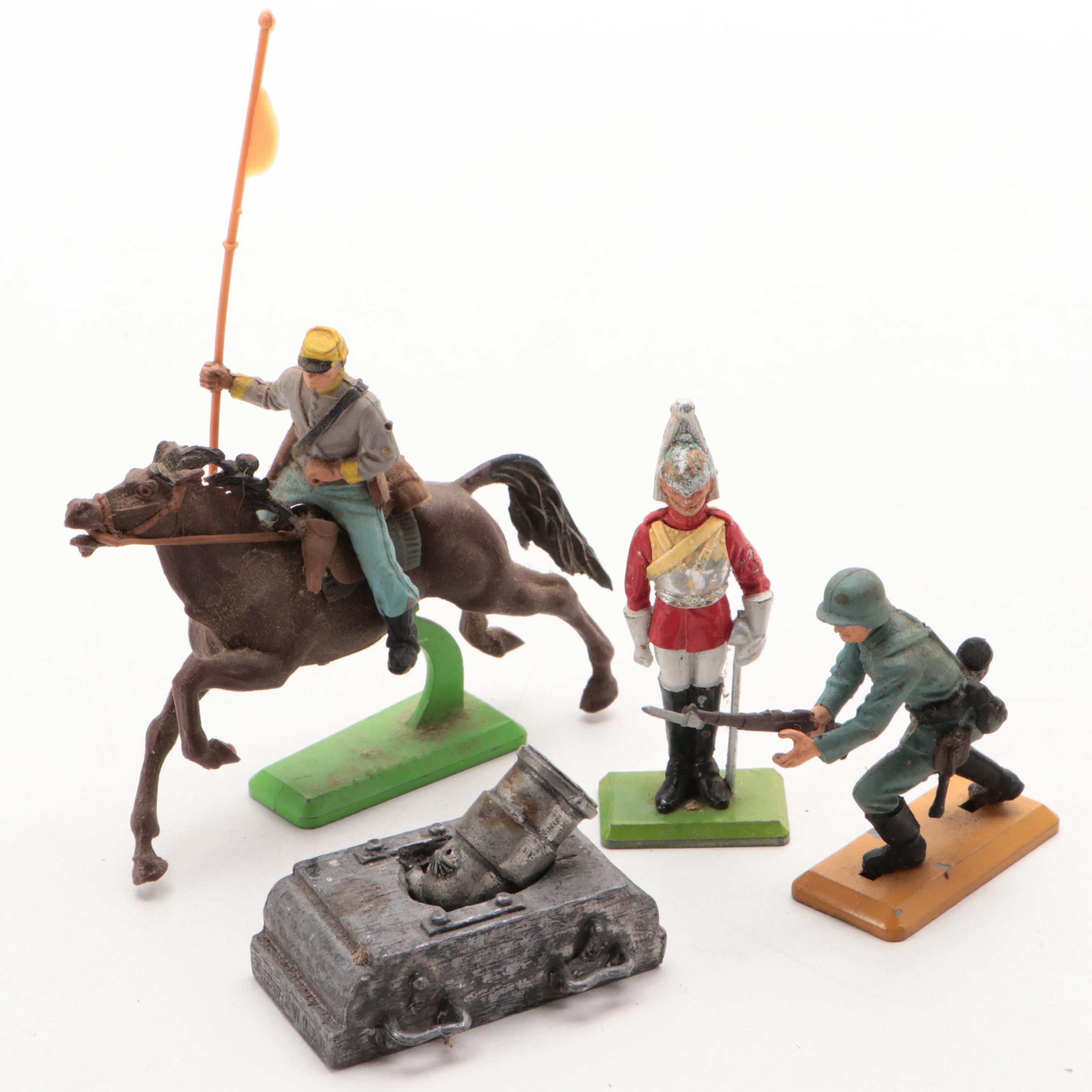 Corgi Metal Diecast Tanks and Double-Decker Bus with Other Metal Toys