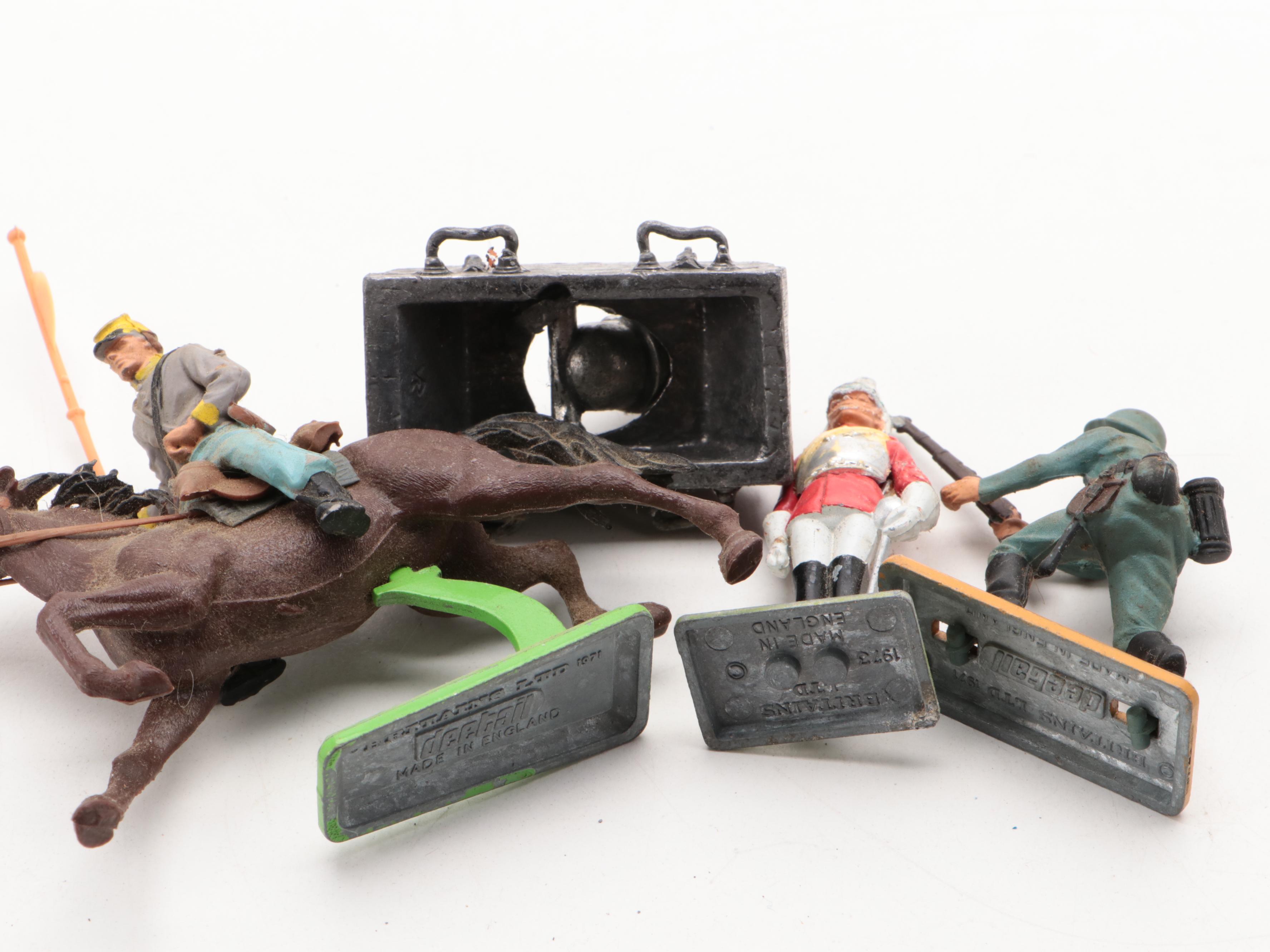 Corgi Metal Diecast Tanks and Double-Decker Bus with Other Metal Toys