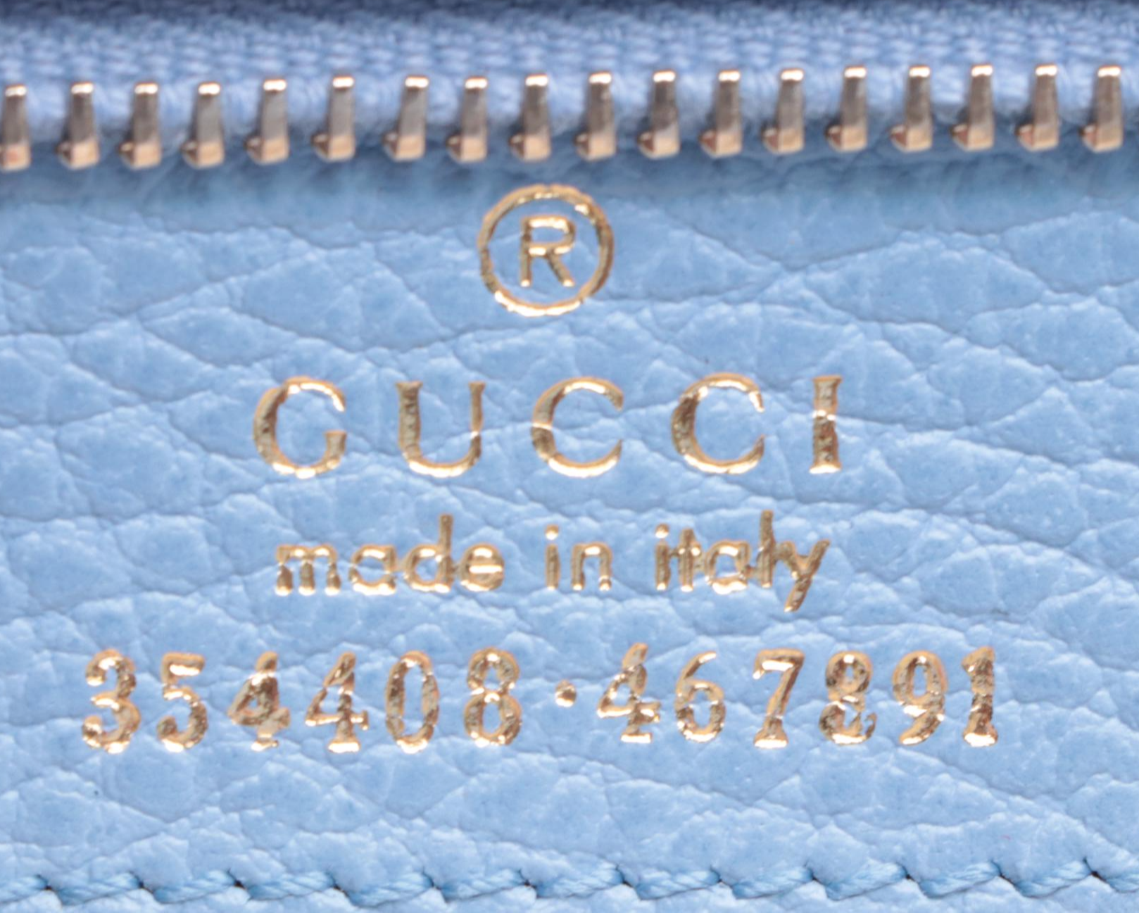 Gucci Swing Tote in Camelia and Mineral Blue Grained Leather