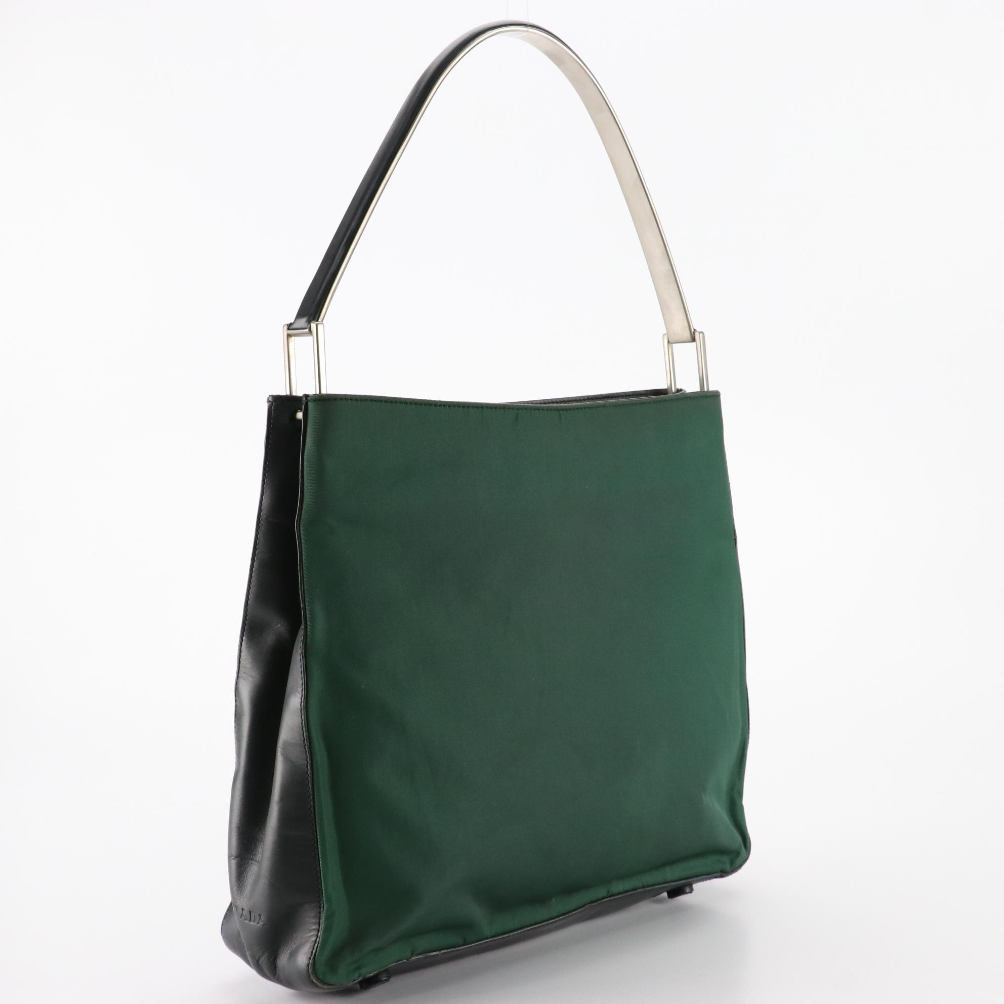 Prada Nylon Tessuto and Leather Shoulder Bag