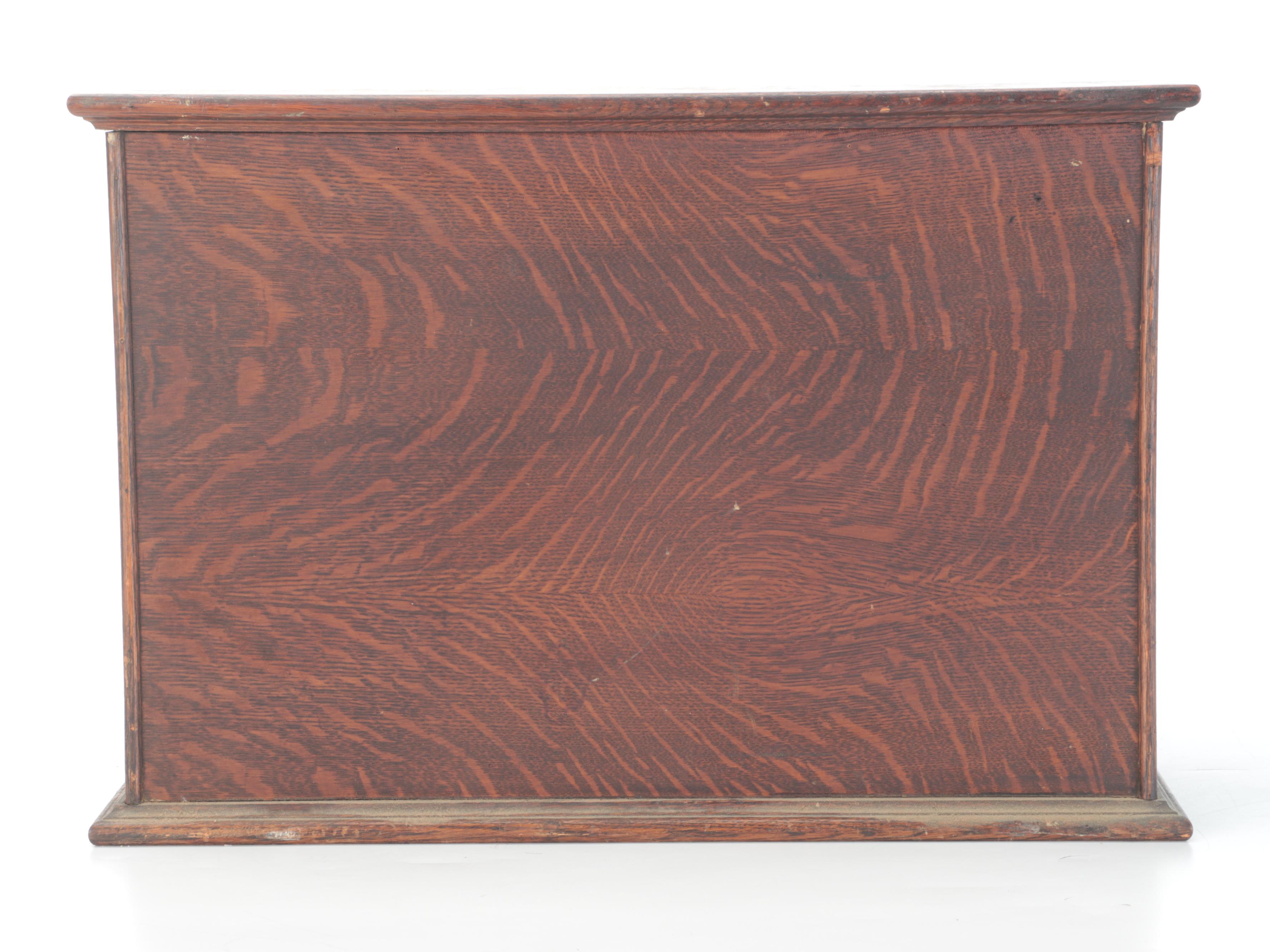 McCourt Oak Label Dispenser with Apothecary Labels, Early 20th Century