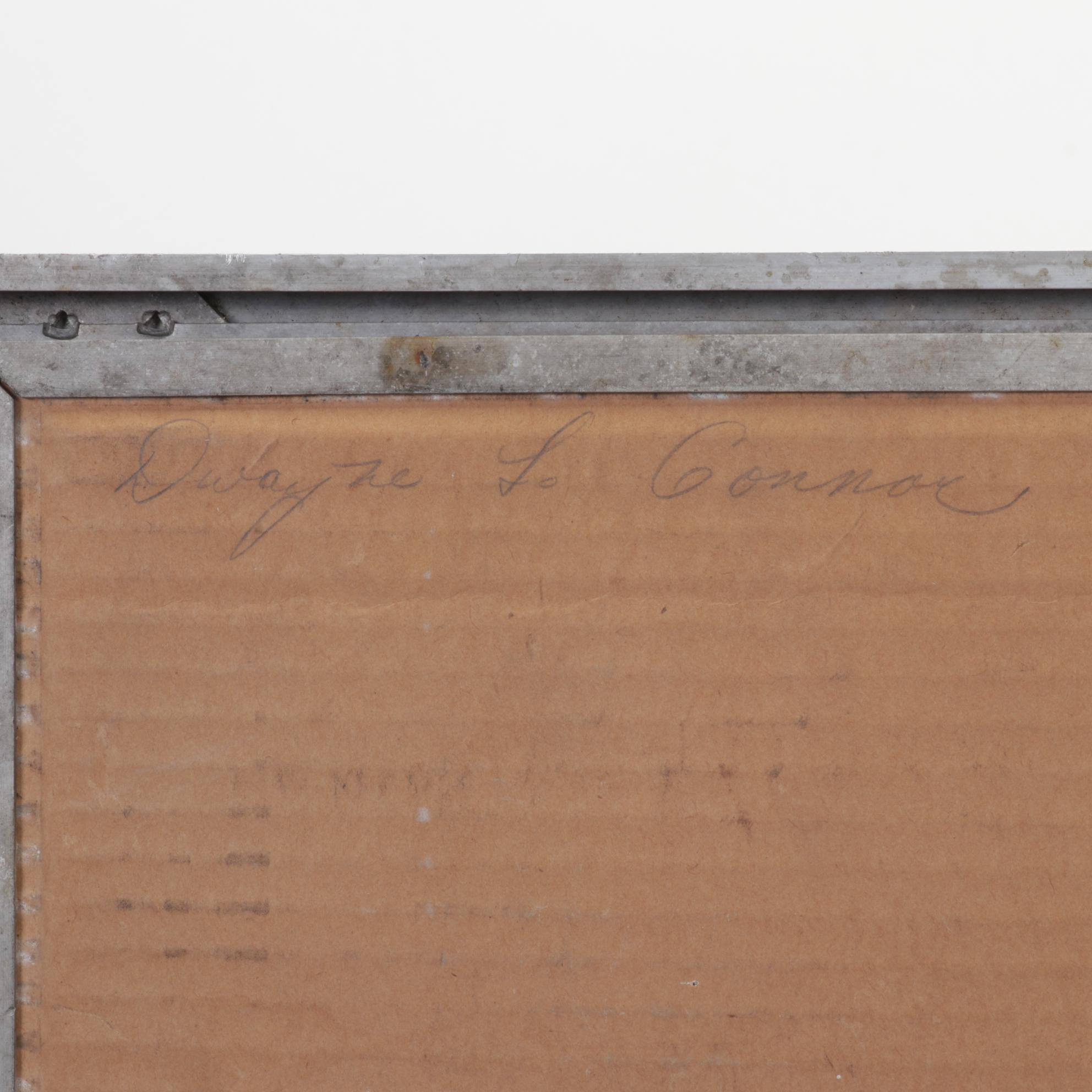 Dwayne Connor Landscape Charcoal Drawing of Log Cabin, Circa 1965