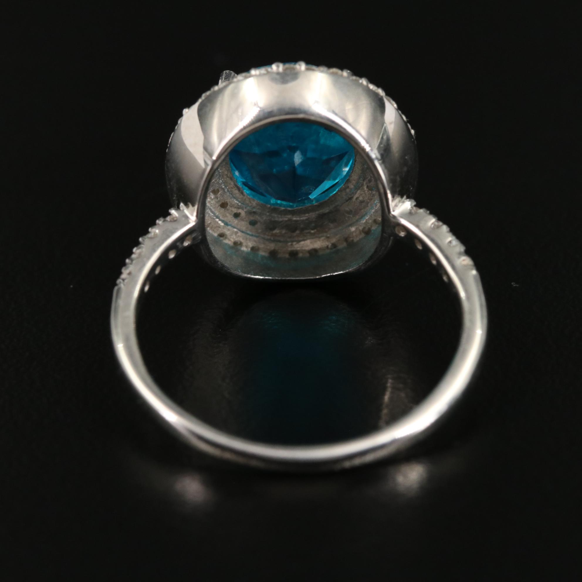 Sterling Topaz Double Halo Ring