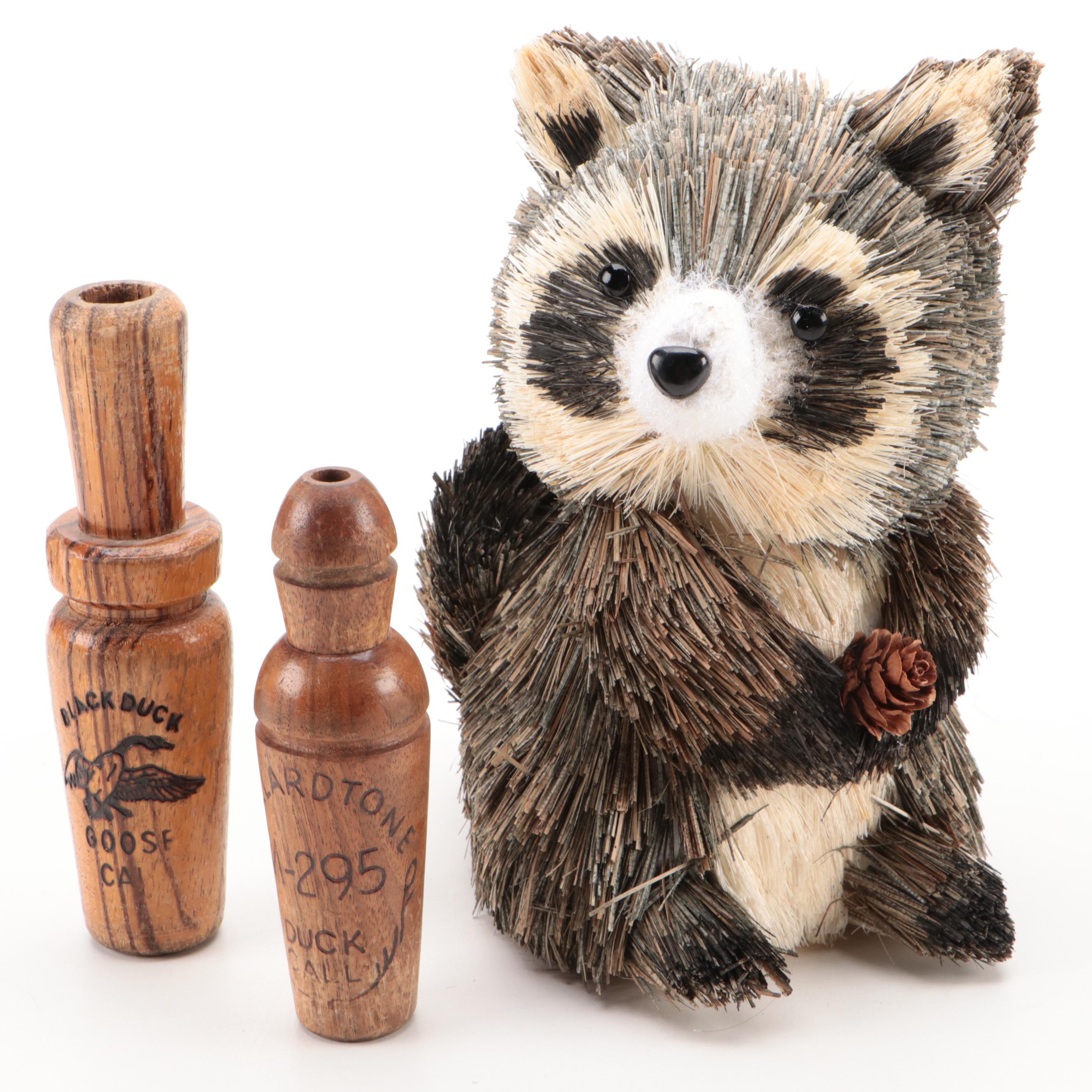 Parris Toy Cap Guns with Duck Calls, Coonskin Hats and Raccoon Décor
